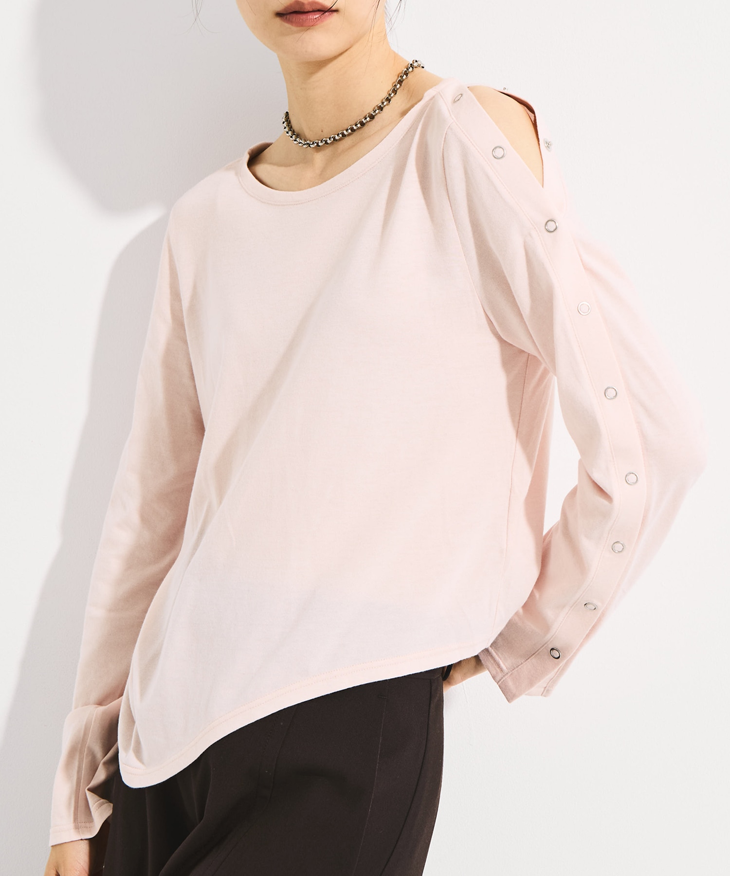 SHOULDER SNAP LONG SLEEVE TEE