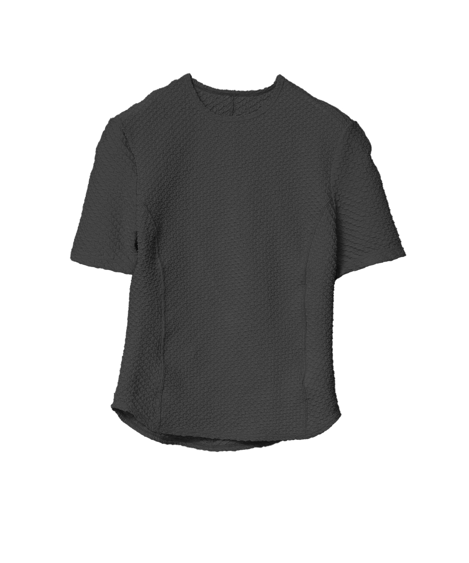 Shirring Jersey Jacquard Short Sleeve Top