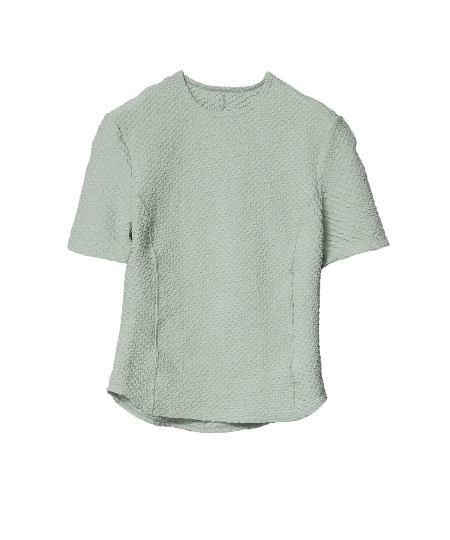 Shirring Jersey Jacquard Short Sleeve Top