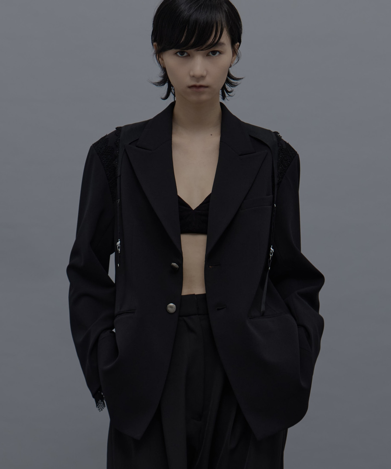 garter collar peaked lapel jacket