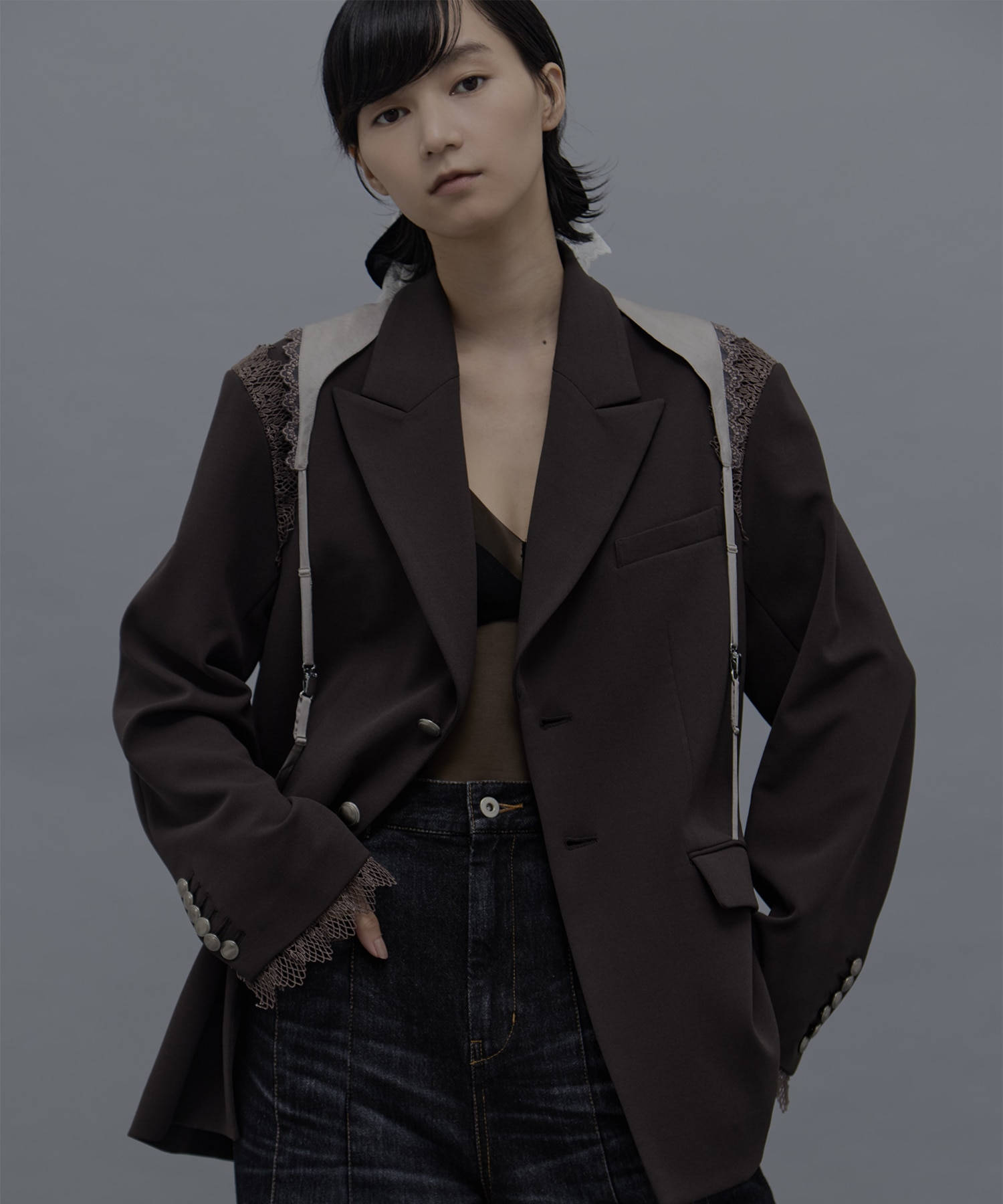 garter collar peaked lapel jacket