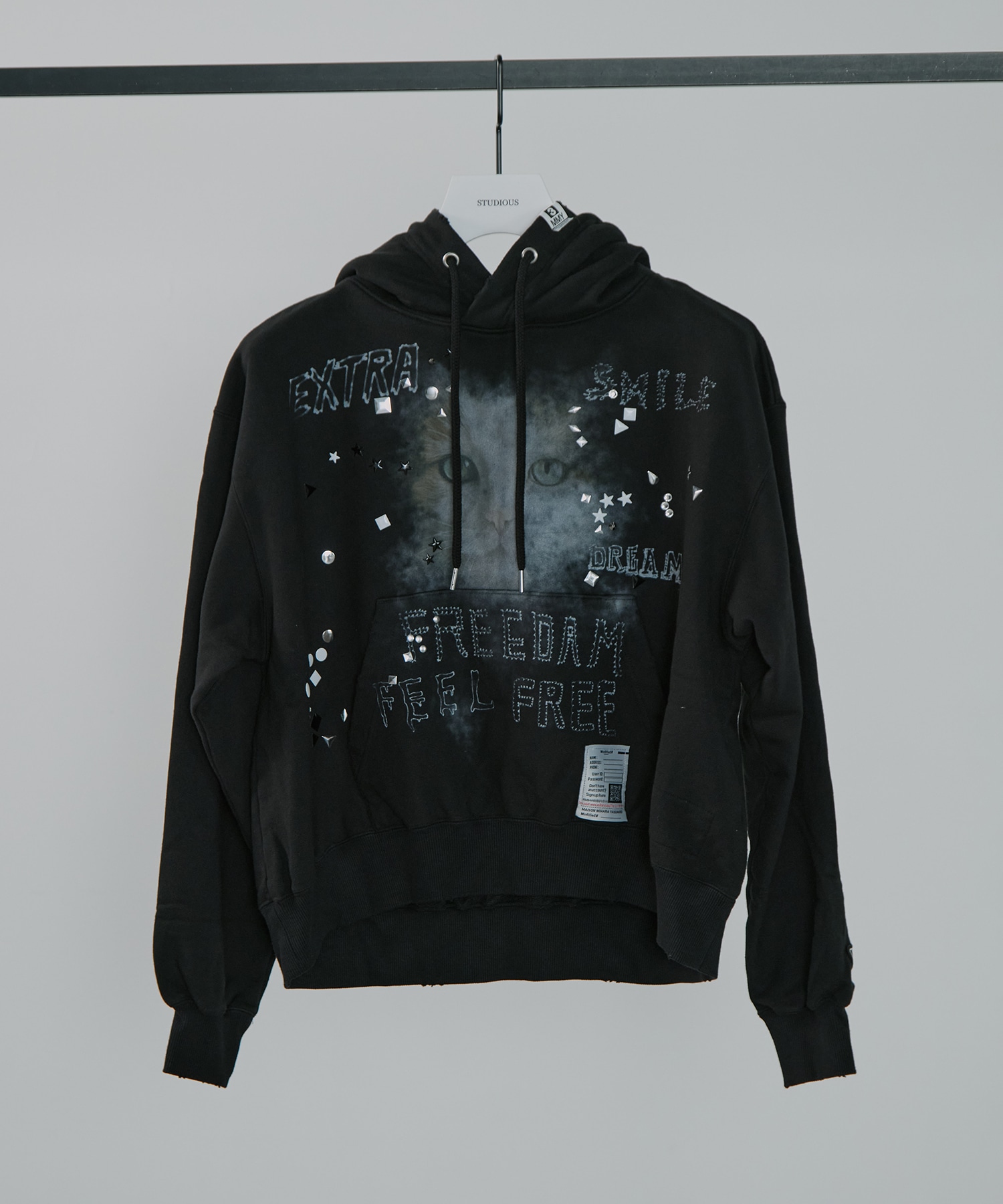 EMBELLISHED DISTRESSED HOODIE