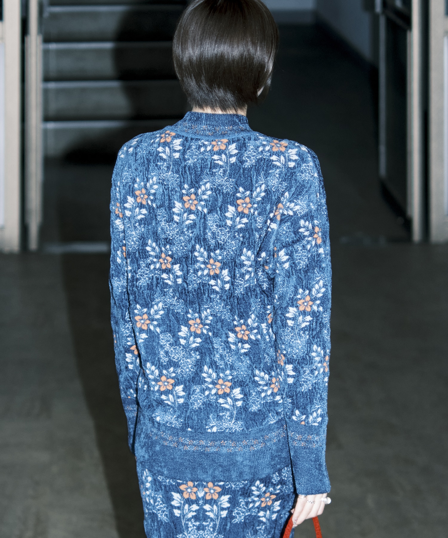 Floral Motif Chenille Knited Top