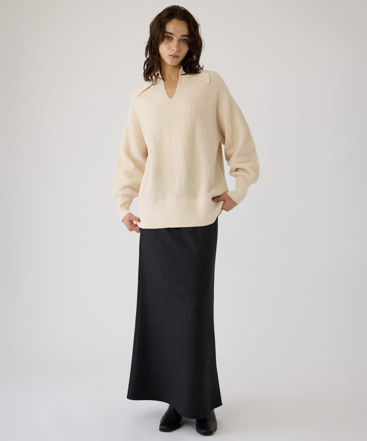 Basic coller rib pullover