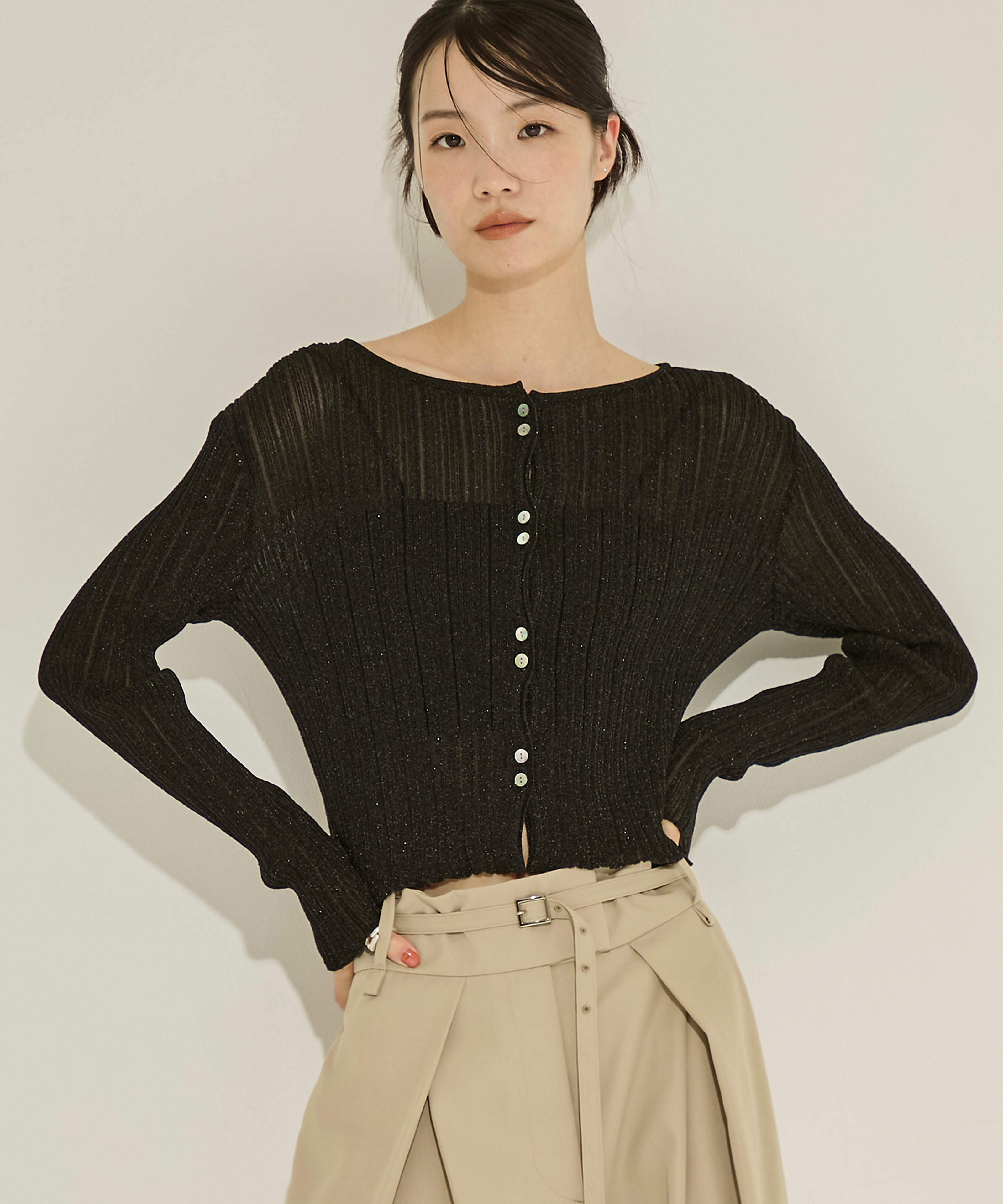 SHEER RANDOM LIB KNIT