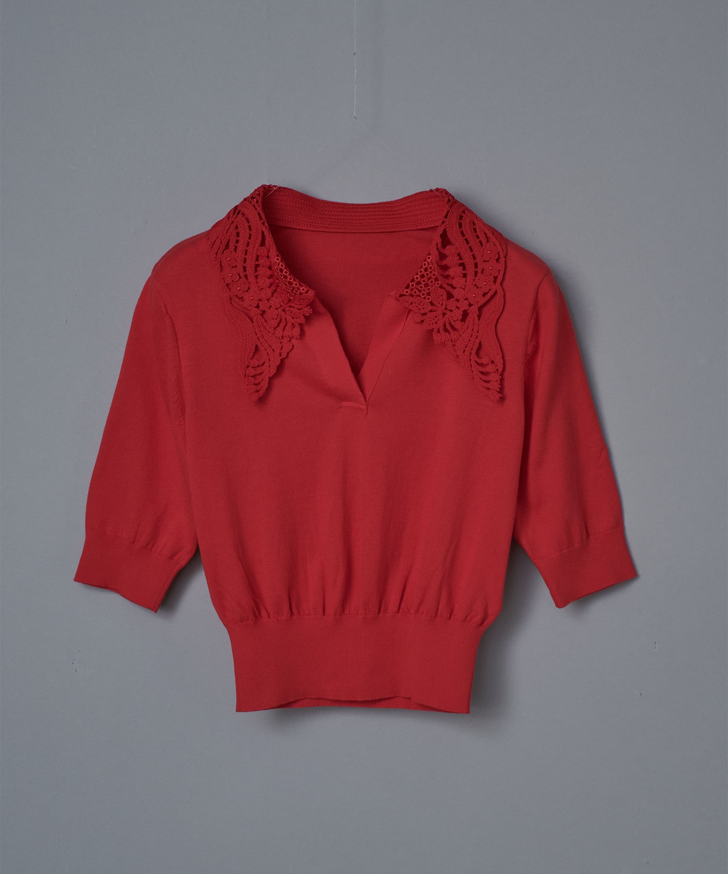 Embroidery Collar Knitted Top