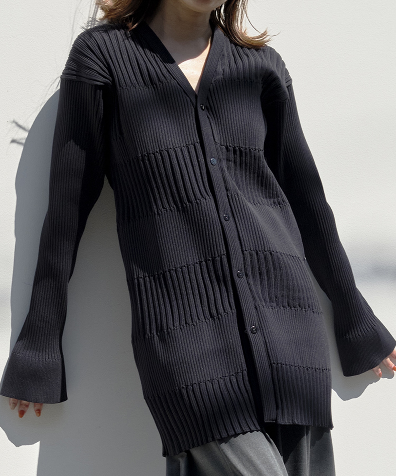 FLUTED LONG CARDIGAN