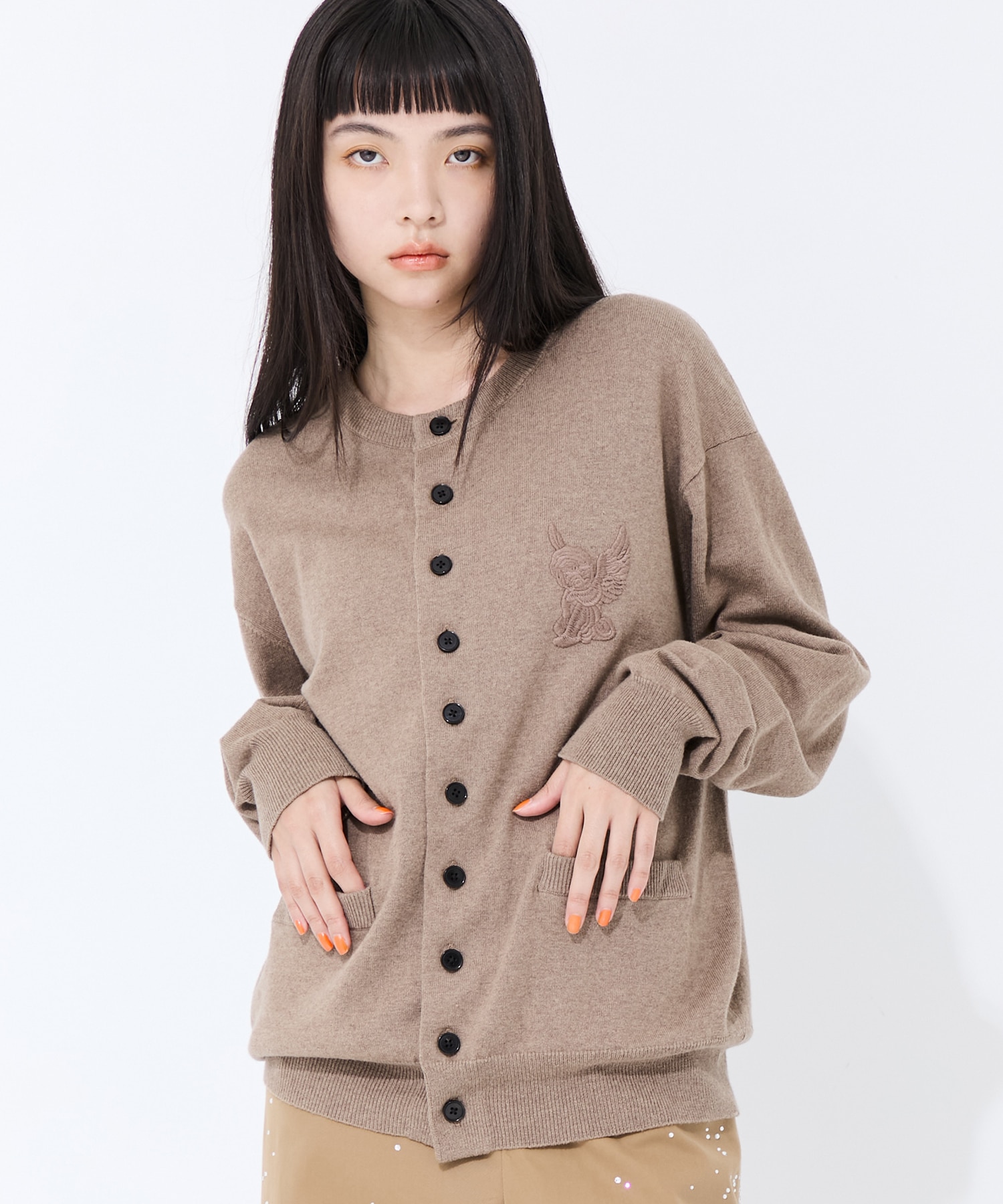 【新品タグ付き】Lure you in メロウコットンカーディガン ミルク Cardigan ポケット付きカーディガン Milk Tea Color ライト