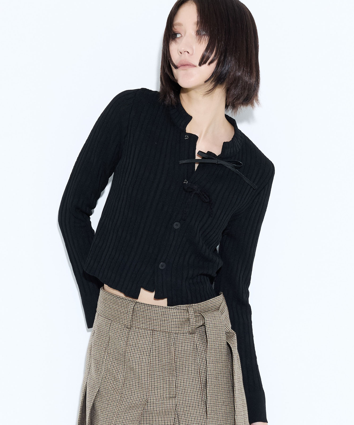 Rib knit cardigan
