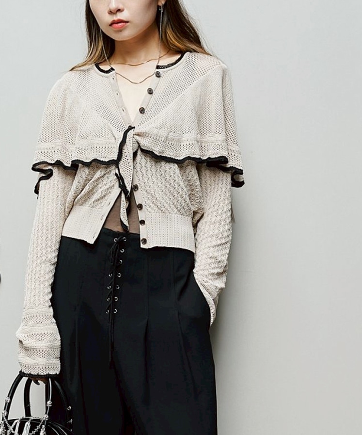 Lace-knit cape cardigan