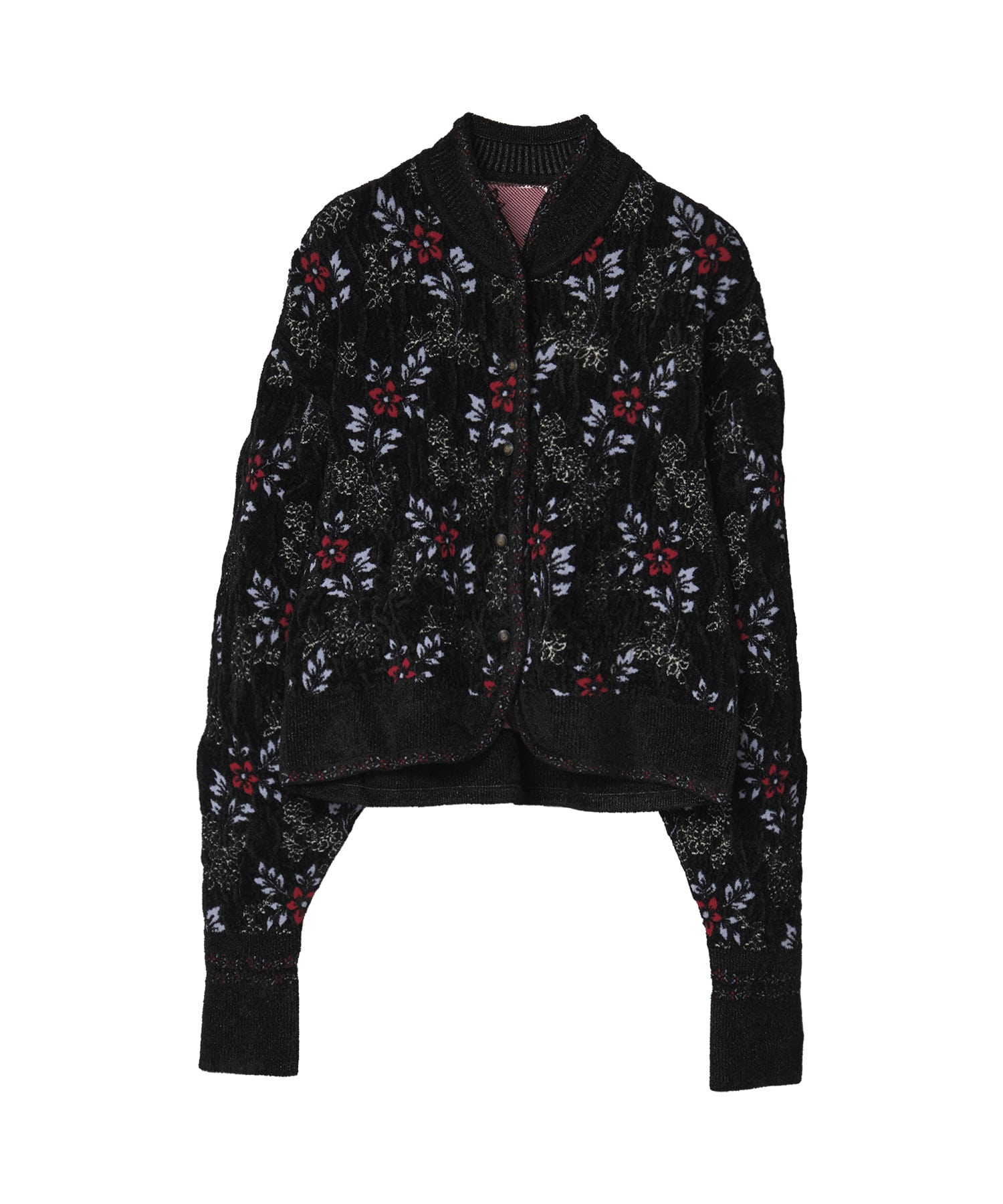 Floral Motif Chenille Knited Cardigan