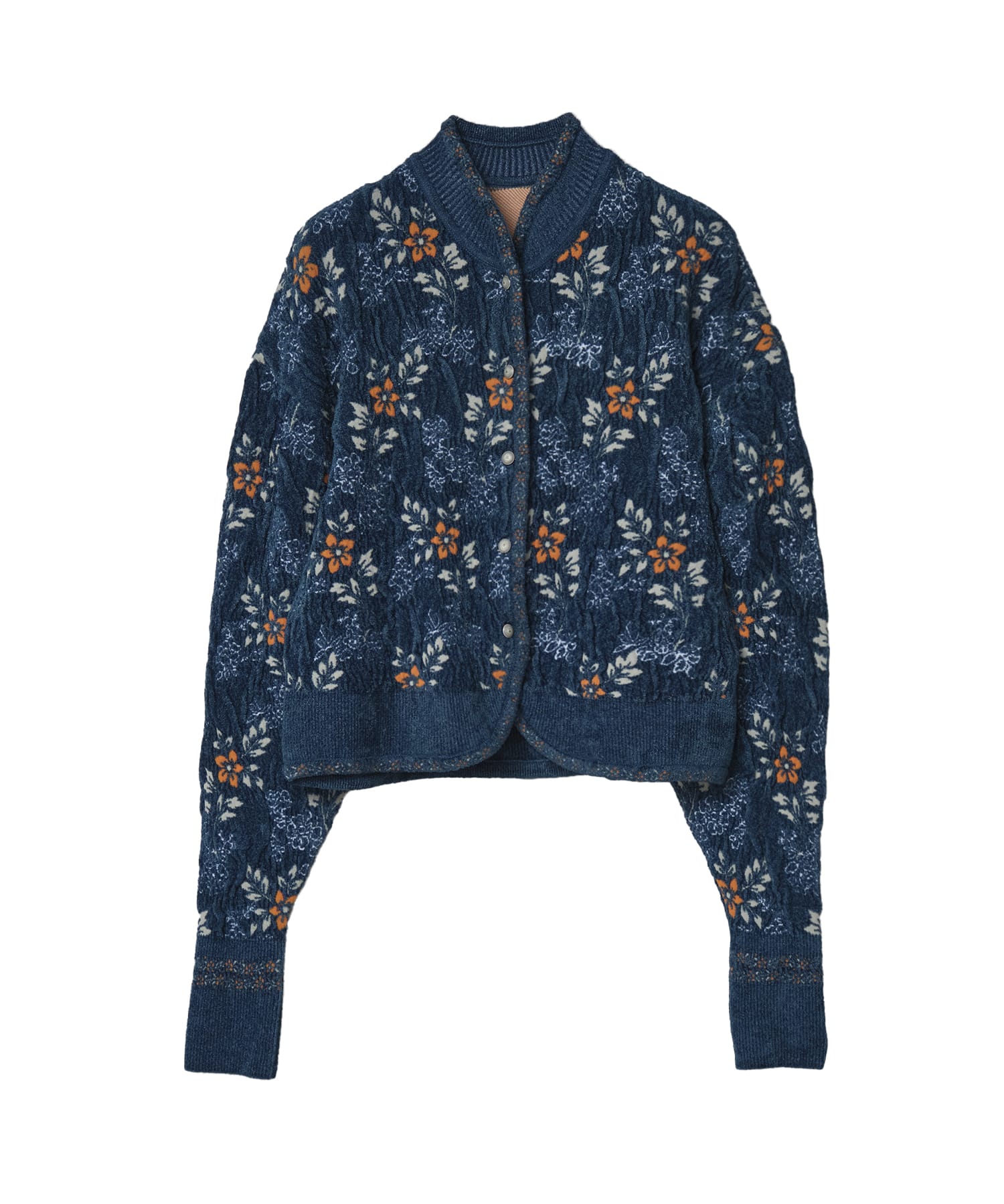 Floral Motif Chenille Knited Cardigan