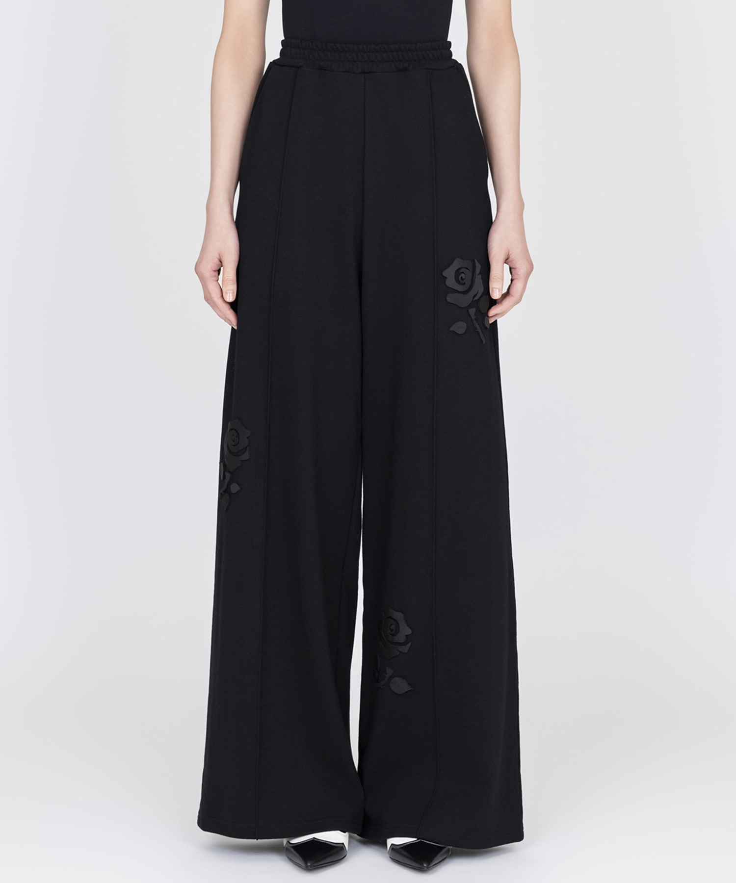 Flower Applique Jersey Pants