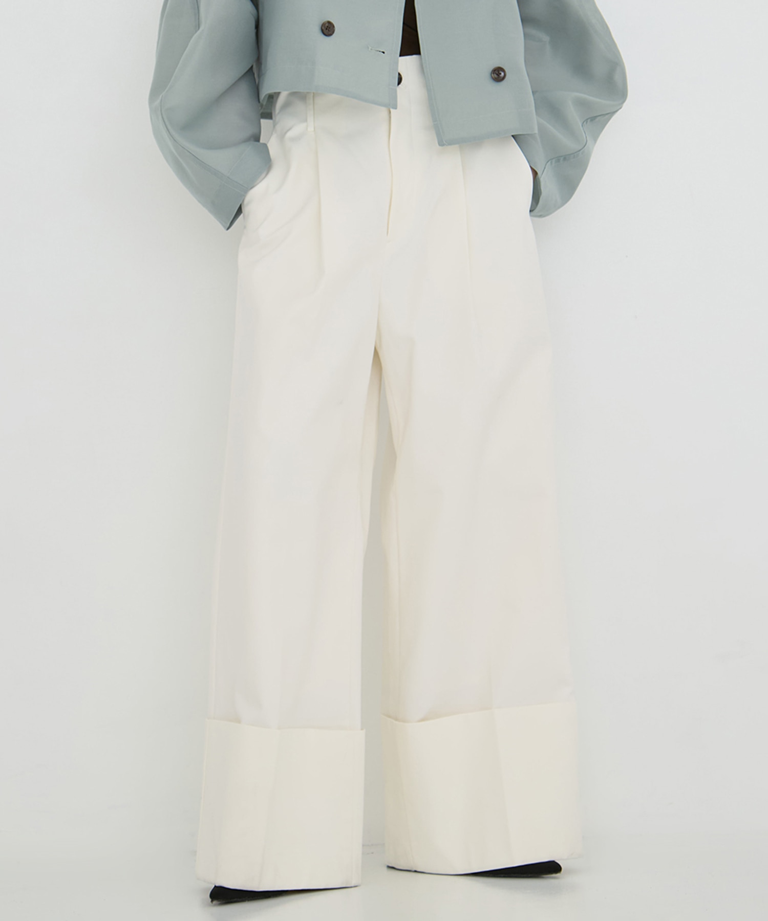 Wide Double Hem Trousers