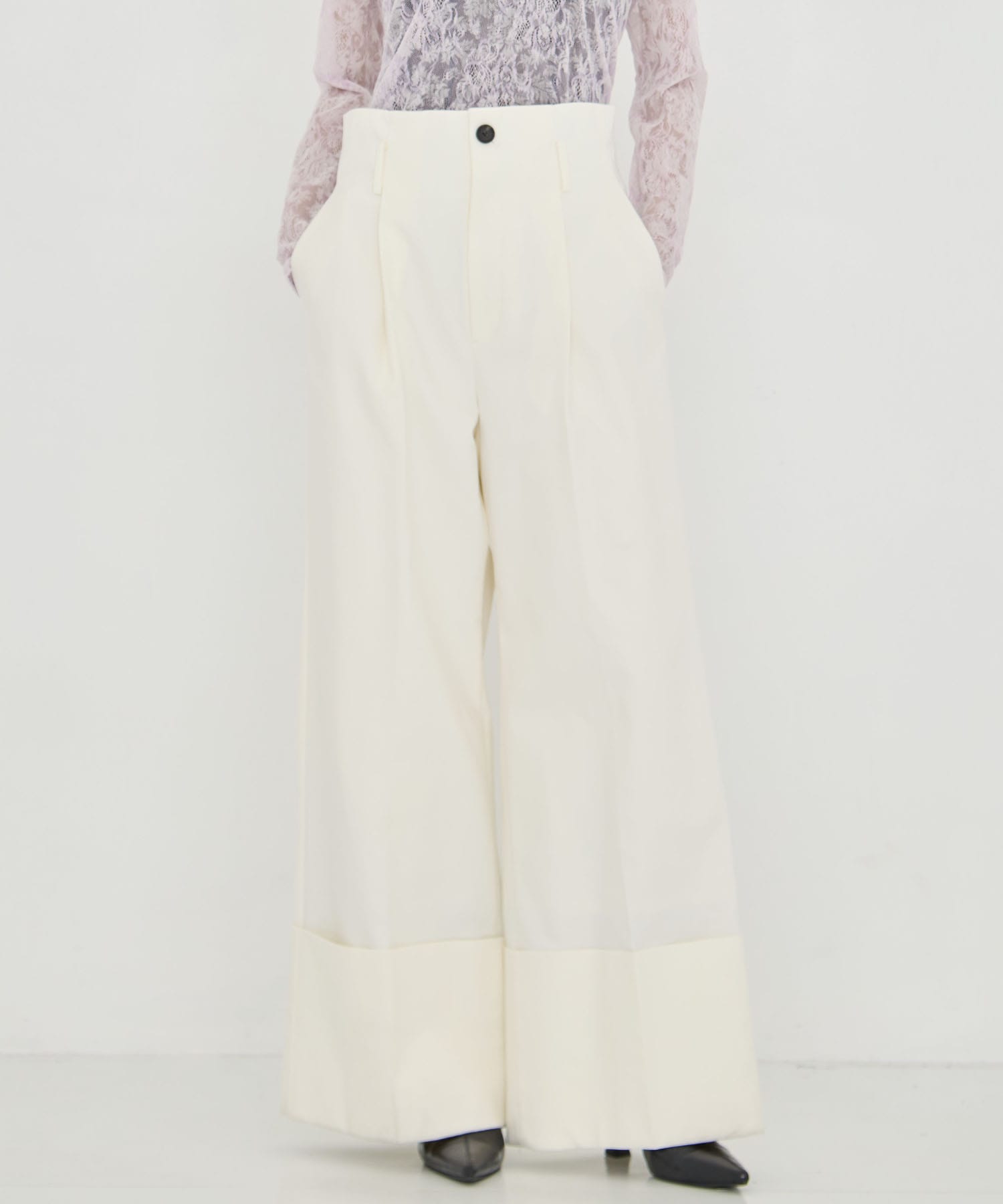 Wide Double Hem Trousers