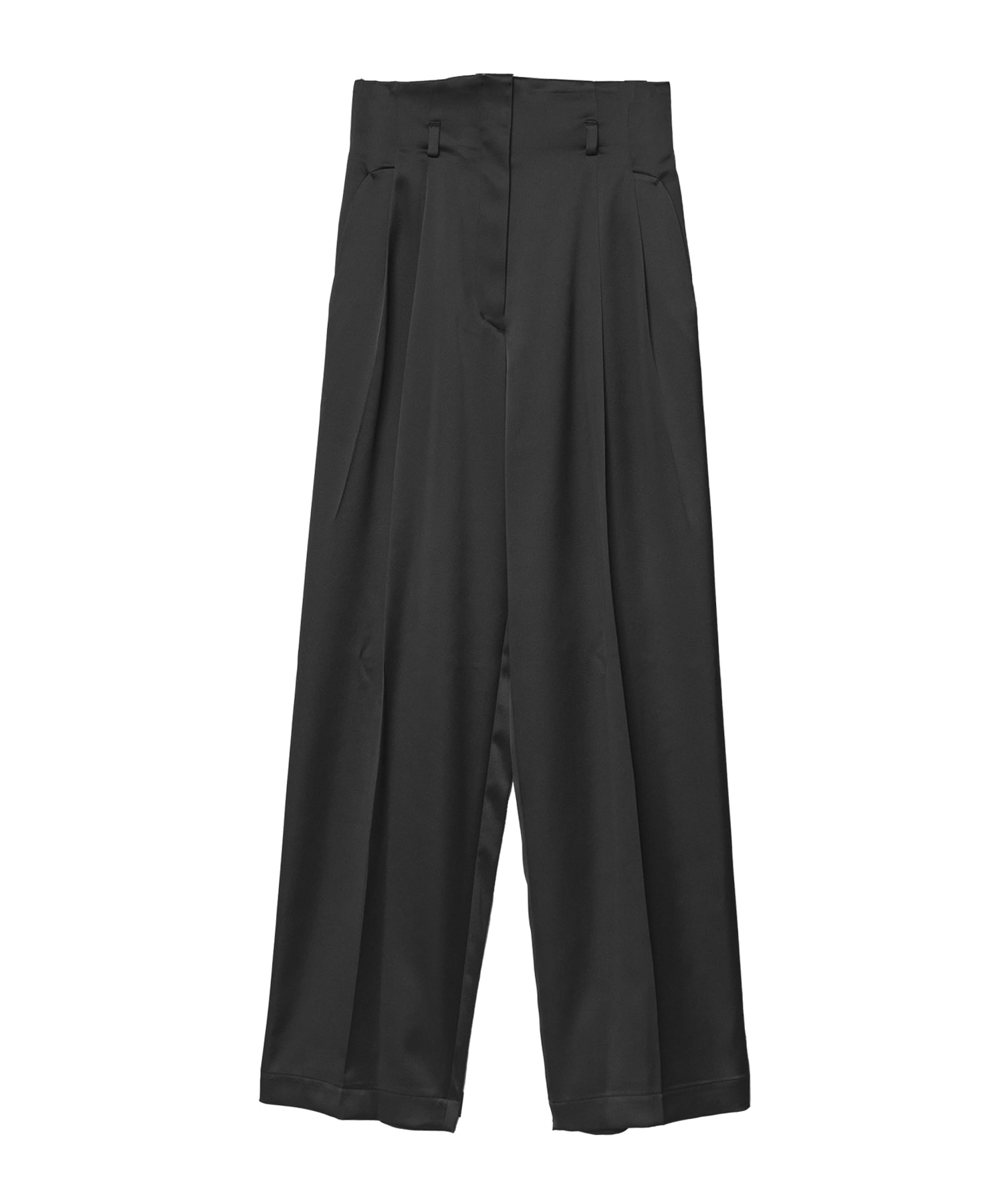 Embossed Leather Motif Triacetate High Waisted Trousers