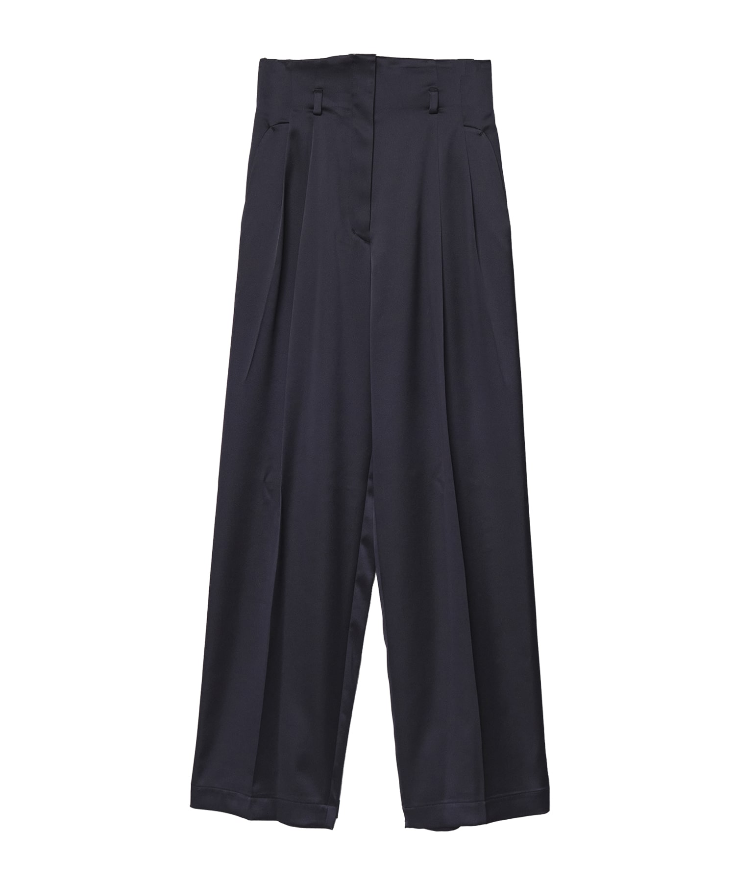 Embossed Leather Motif Triacetate High Waisted Trousers