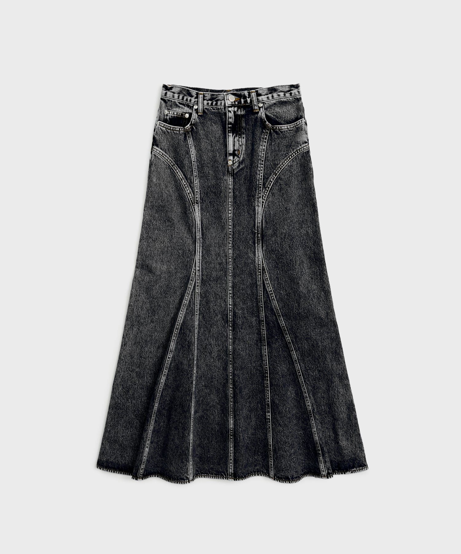 WASHED DENIM MERMAID LINE SKIRT