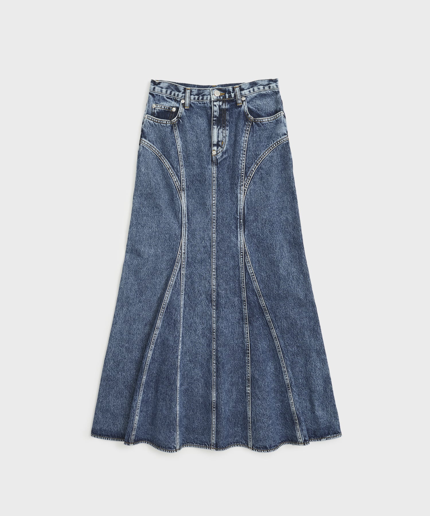 WASHED DENIM MERMAID LINE SKIRT