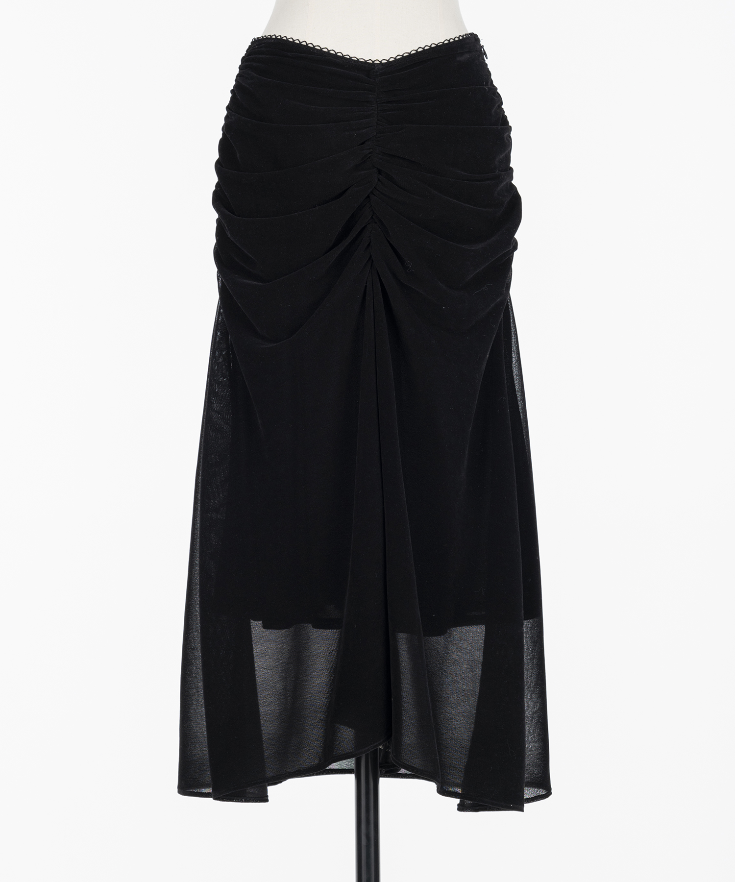 Velvet tulle gathered skirt
