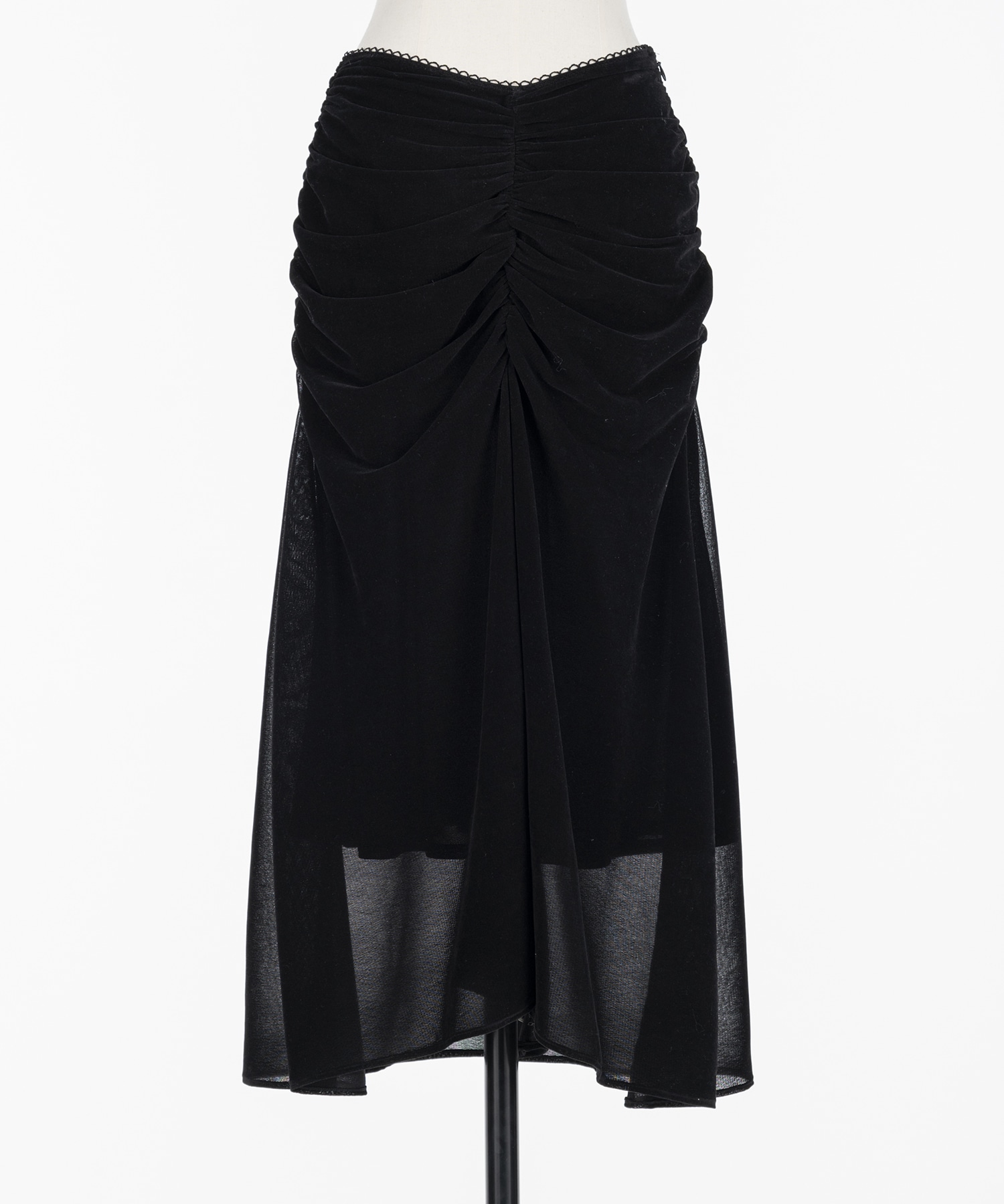 Velvet tulle gathered skirt