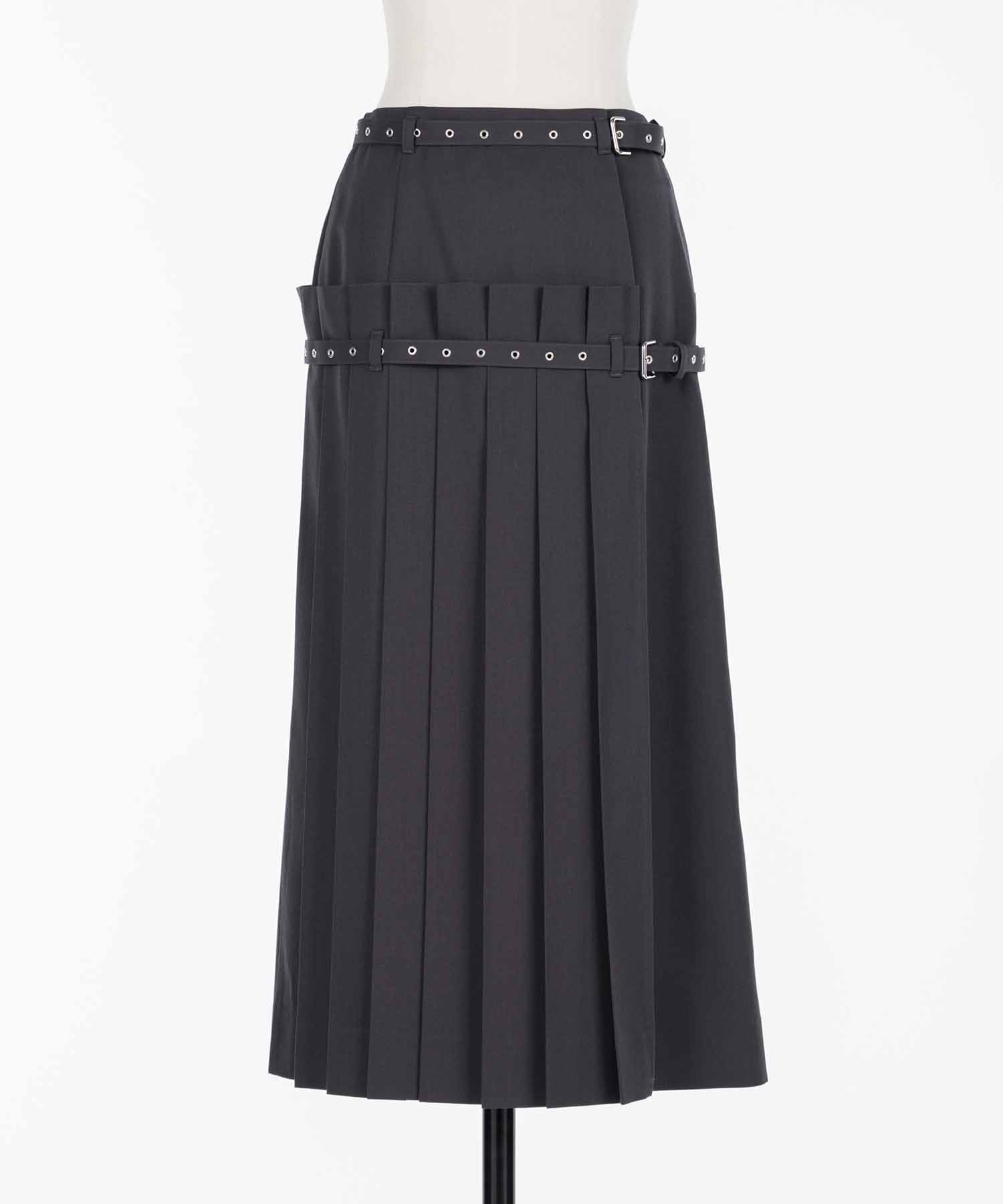 Pleated wrap midi skirt