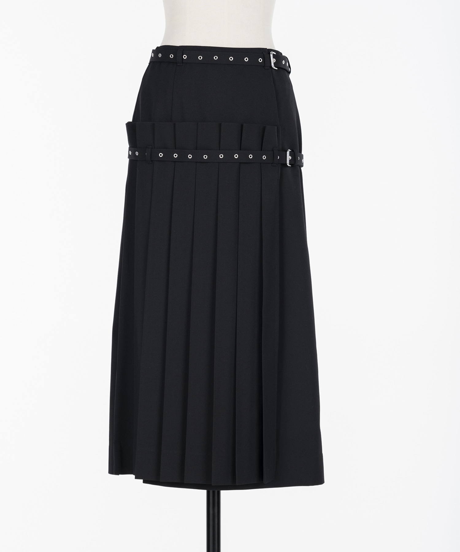 Pleated wrap midi skirt