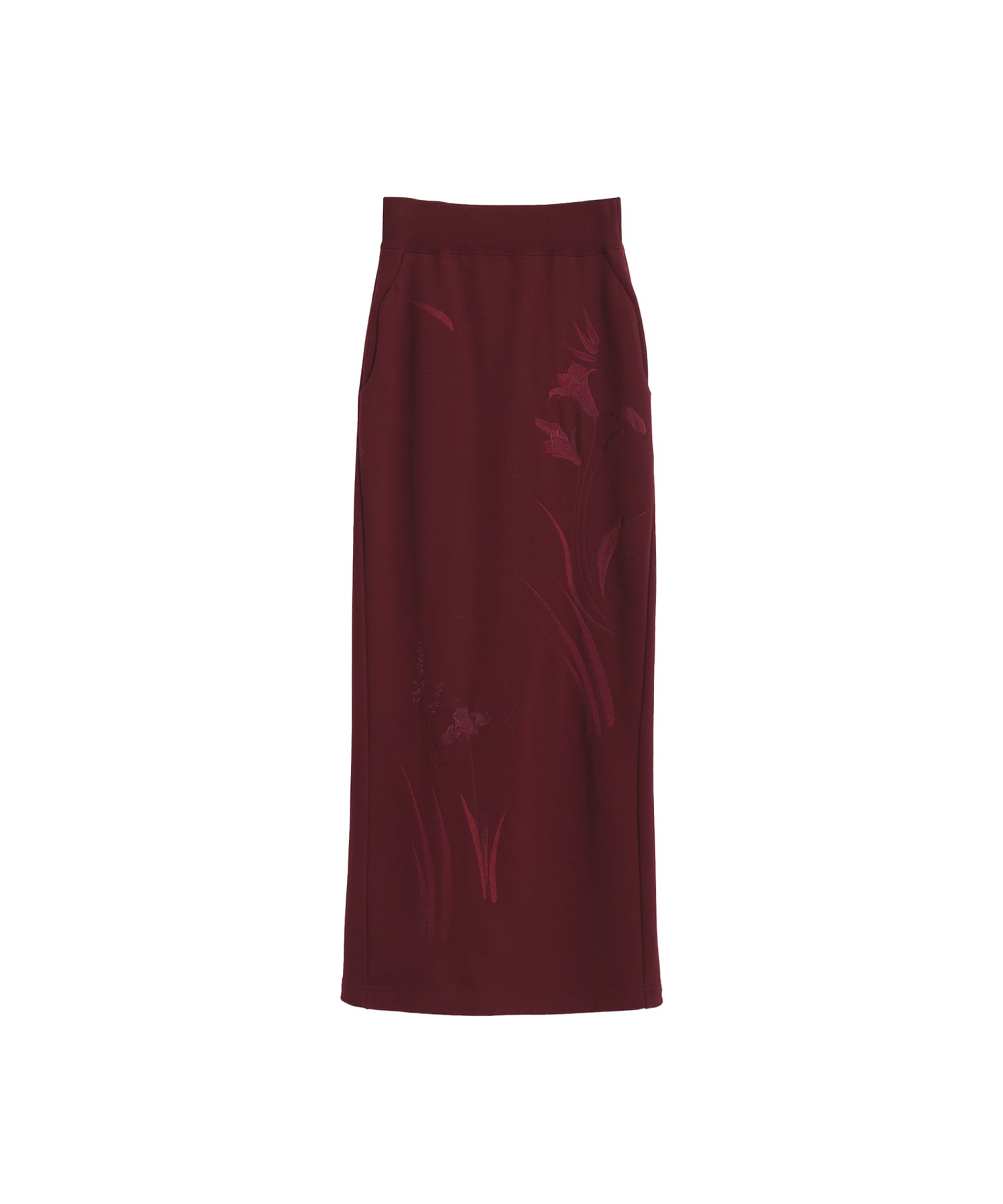 Floral Motif Embroidered Sweater Skirt