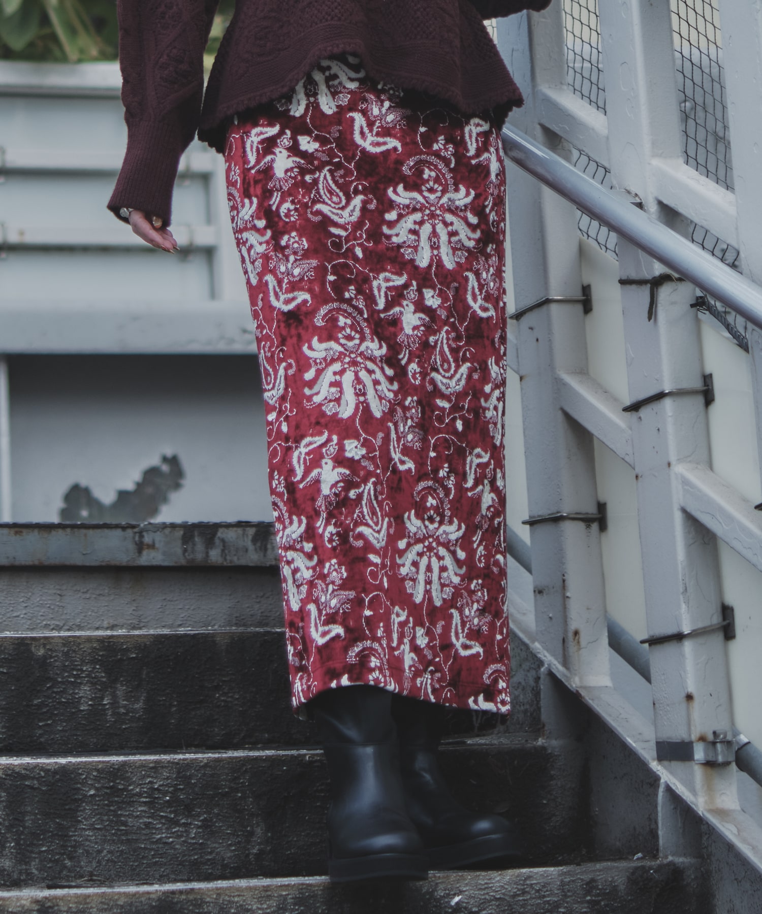 Velour Jersey I-Line Skirt