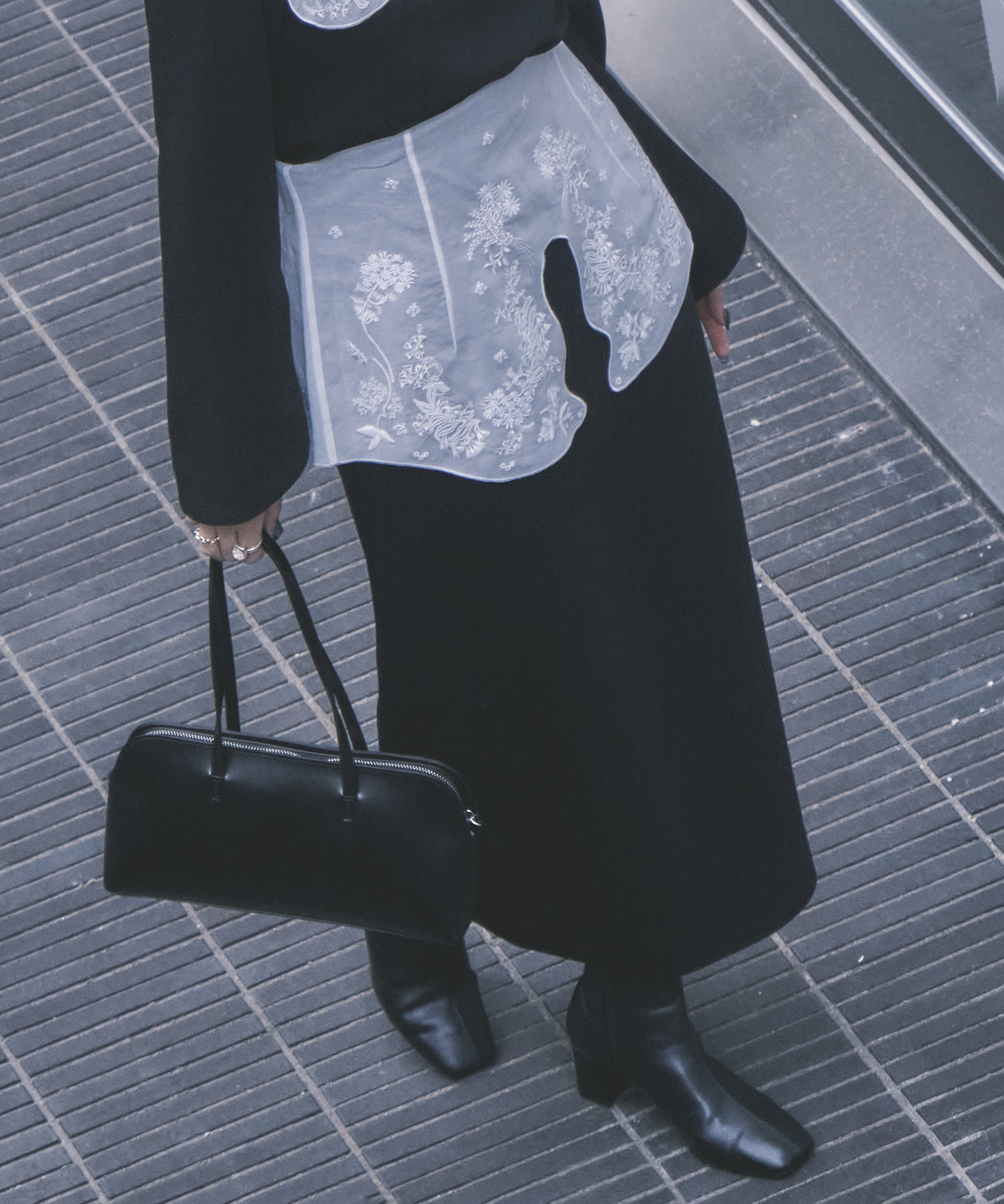 Triacetate Georgette Embroidery Peplum Skirt