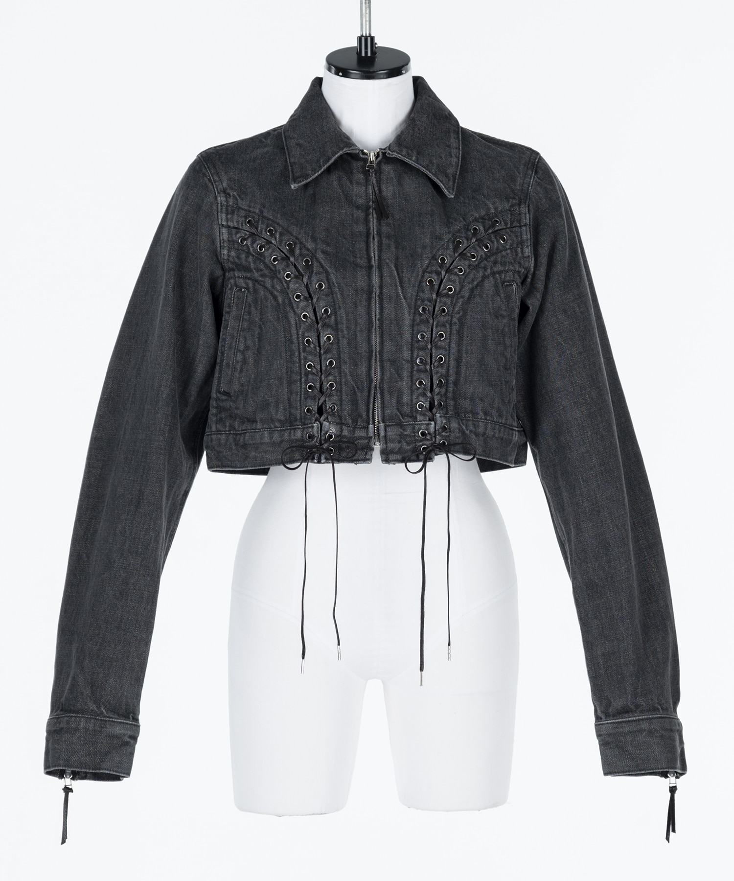 Lace up denim jacket