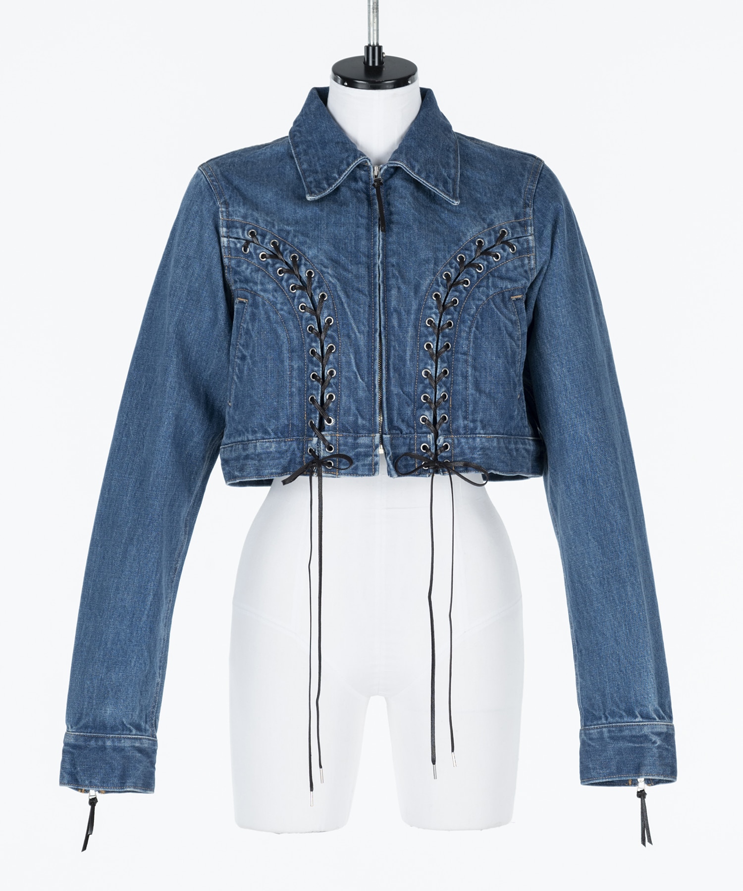 Lace up denim jacket