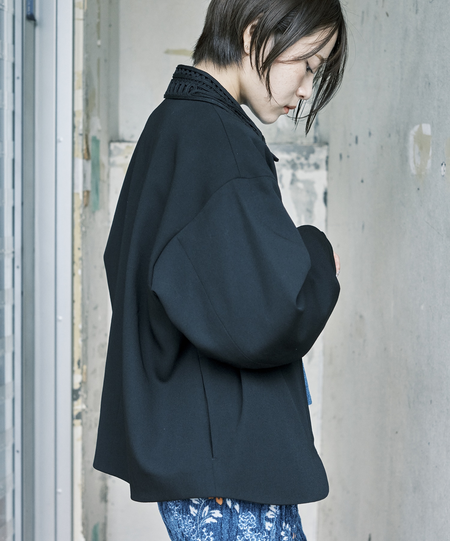 Wool Venetian Embroidery Collar Jacket