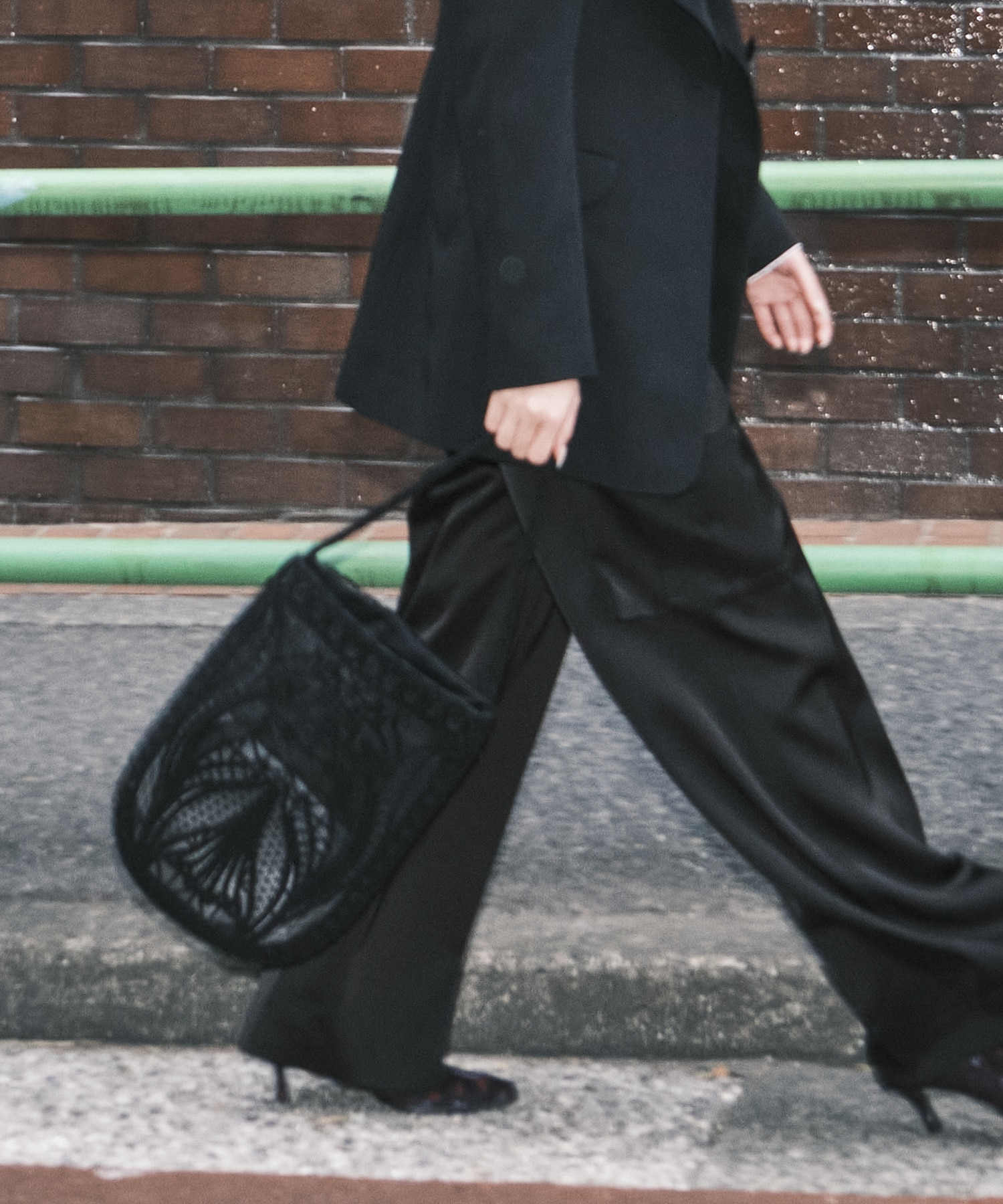 Cording Embroidery Round Tote Bag