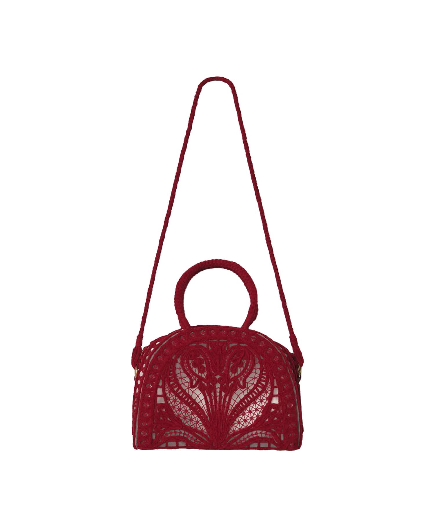 Cording Embroidery Demi Lune Handbag
