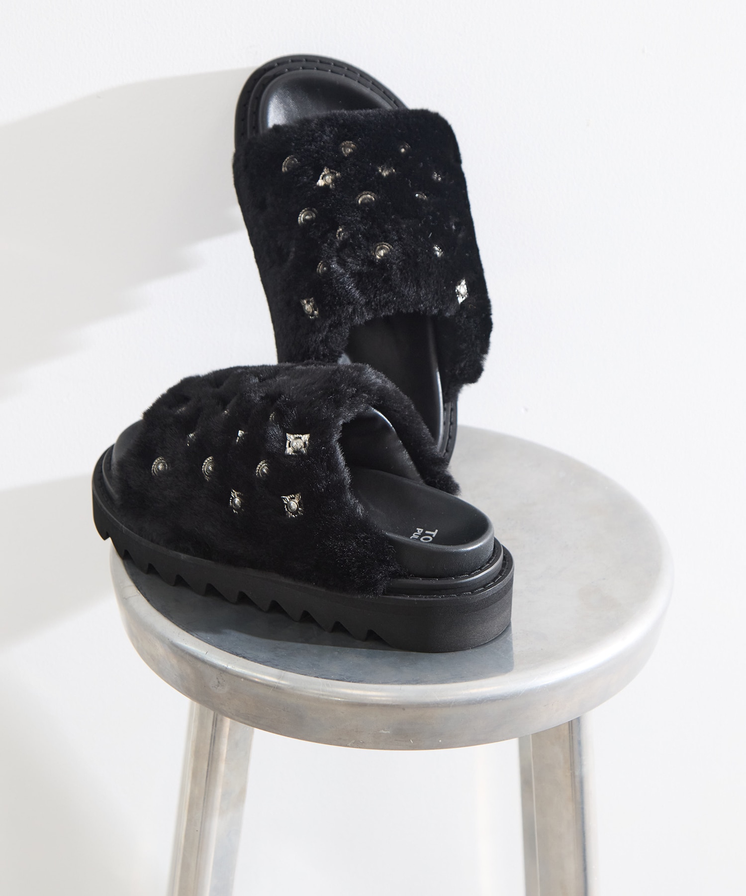 FUR CONCHO SANDALS