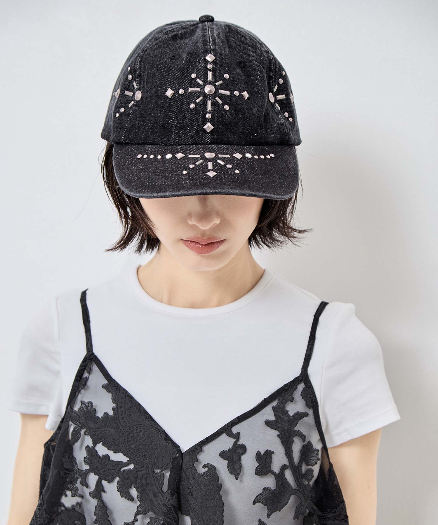 別注silver metal cross cap