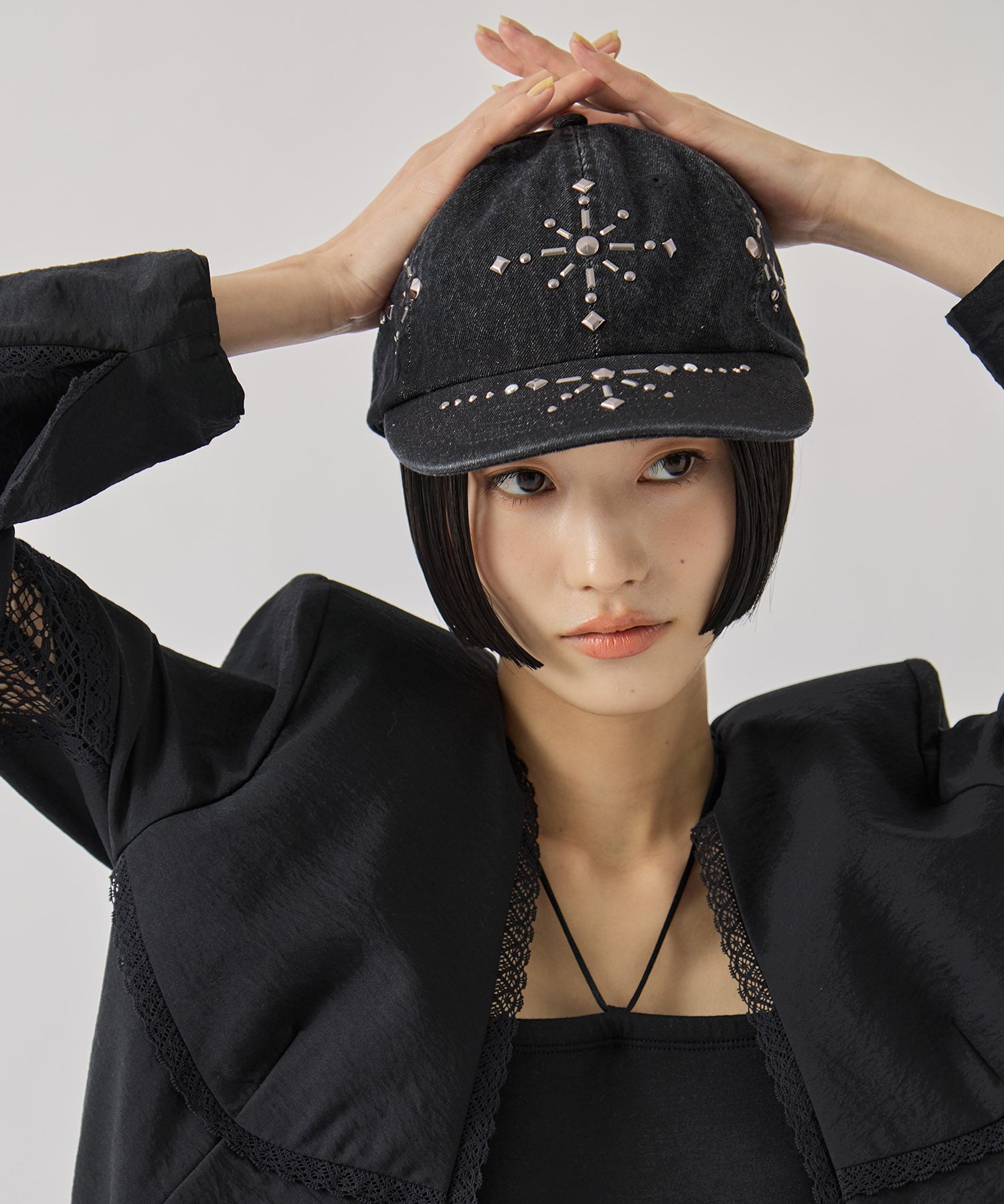 別注silver metal cross cap