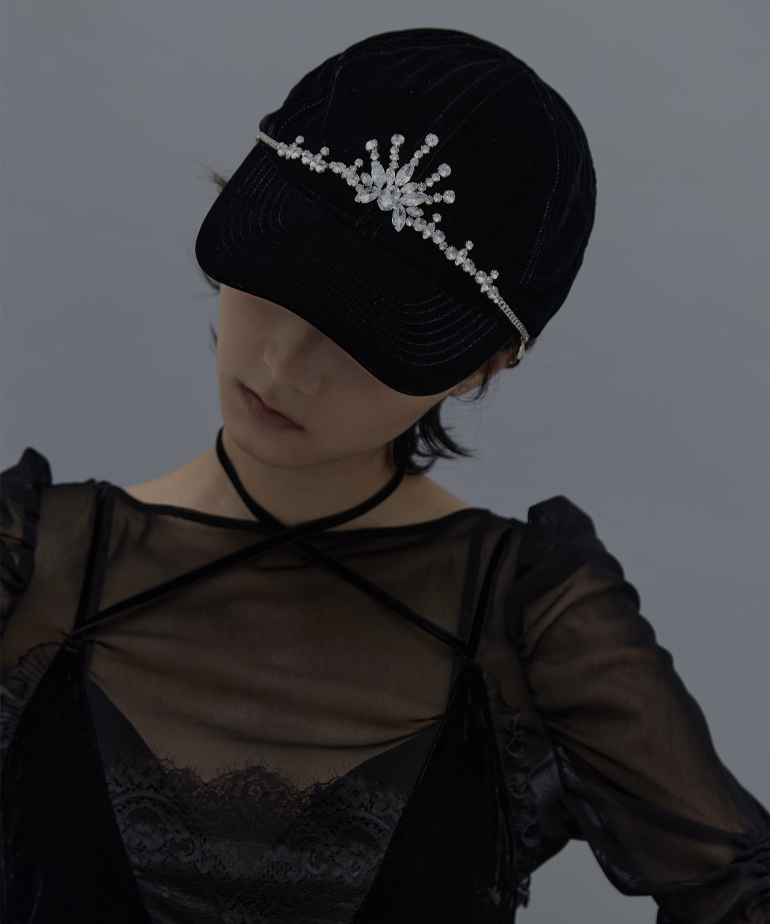 bijou tiara velvet cap