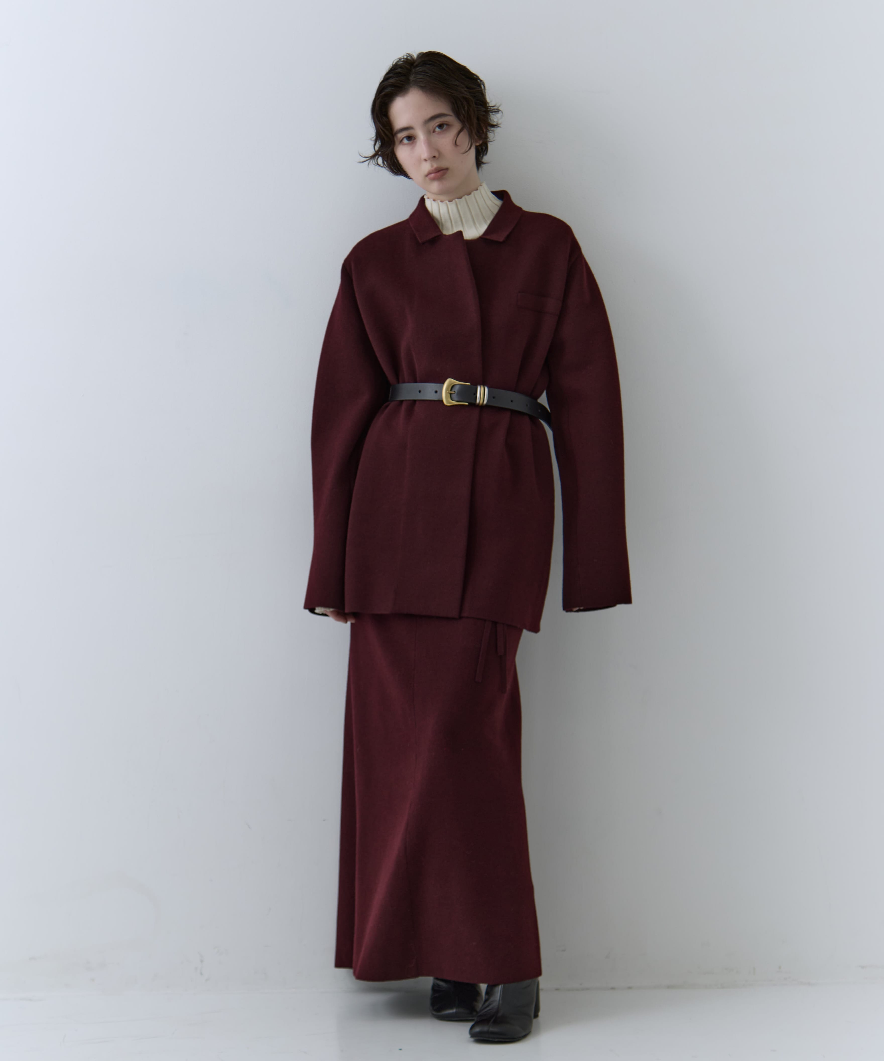 UND JACKET WINDING SKIRT KNIT SET DRESS