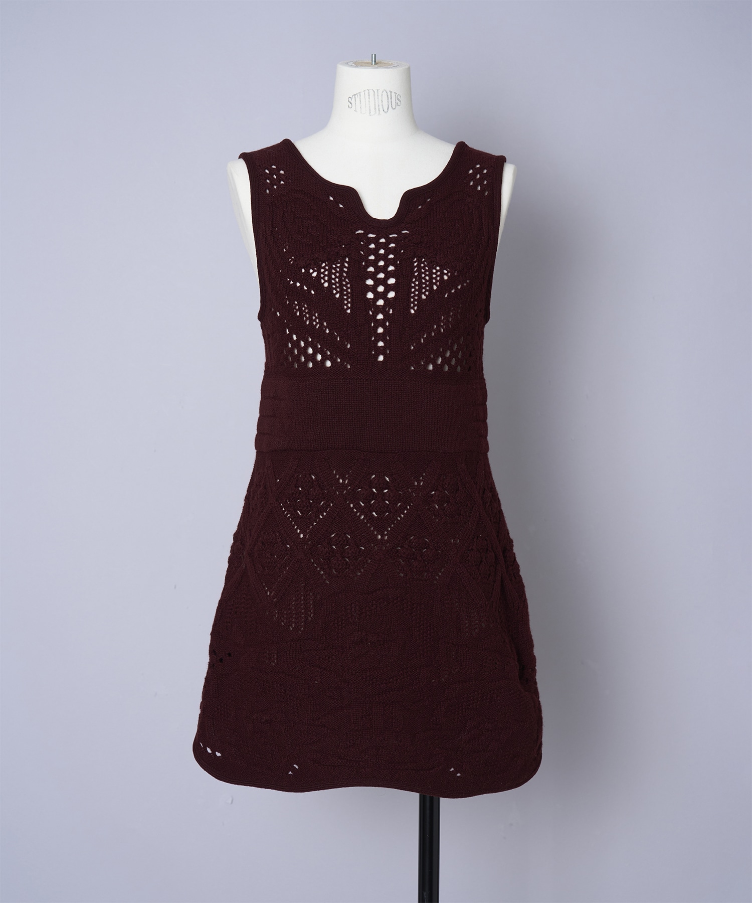 Multi Pattern Low Gauge Knitted Sleeveless Top