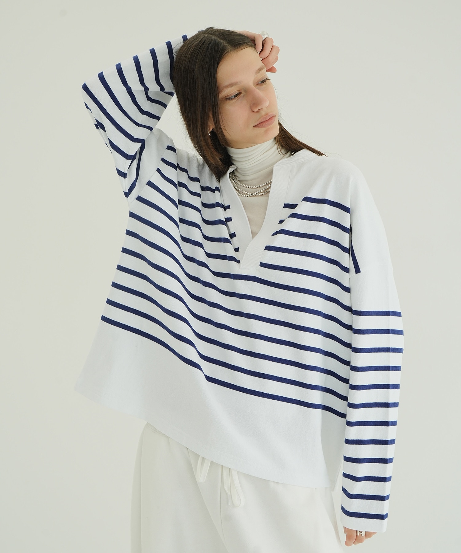 WIDE HENRY NECK BORDER TOPS