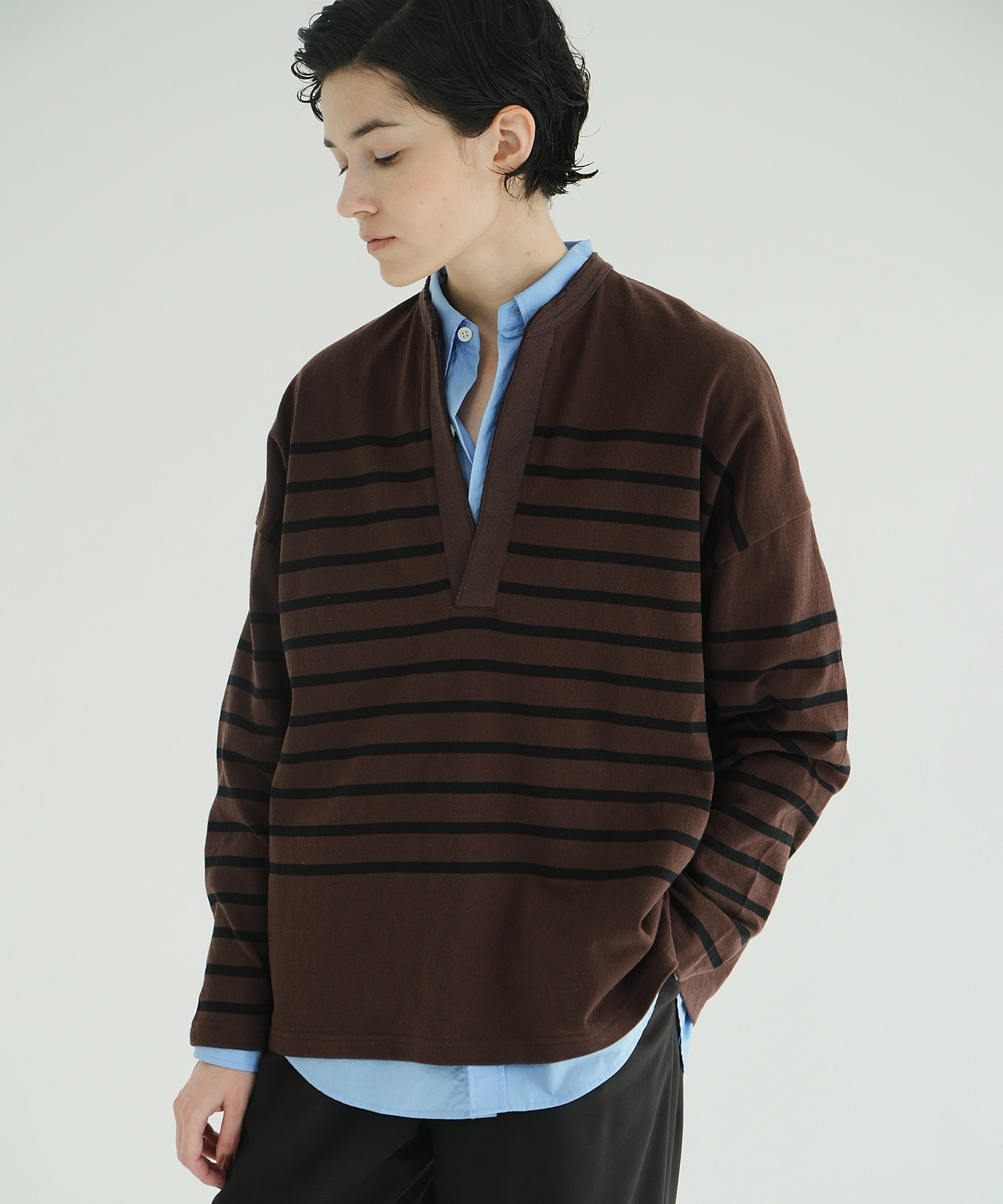 WIDE HENRY NECK BORDER TOPS