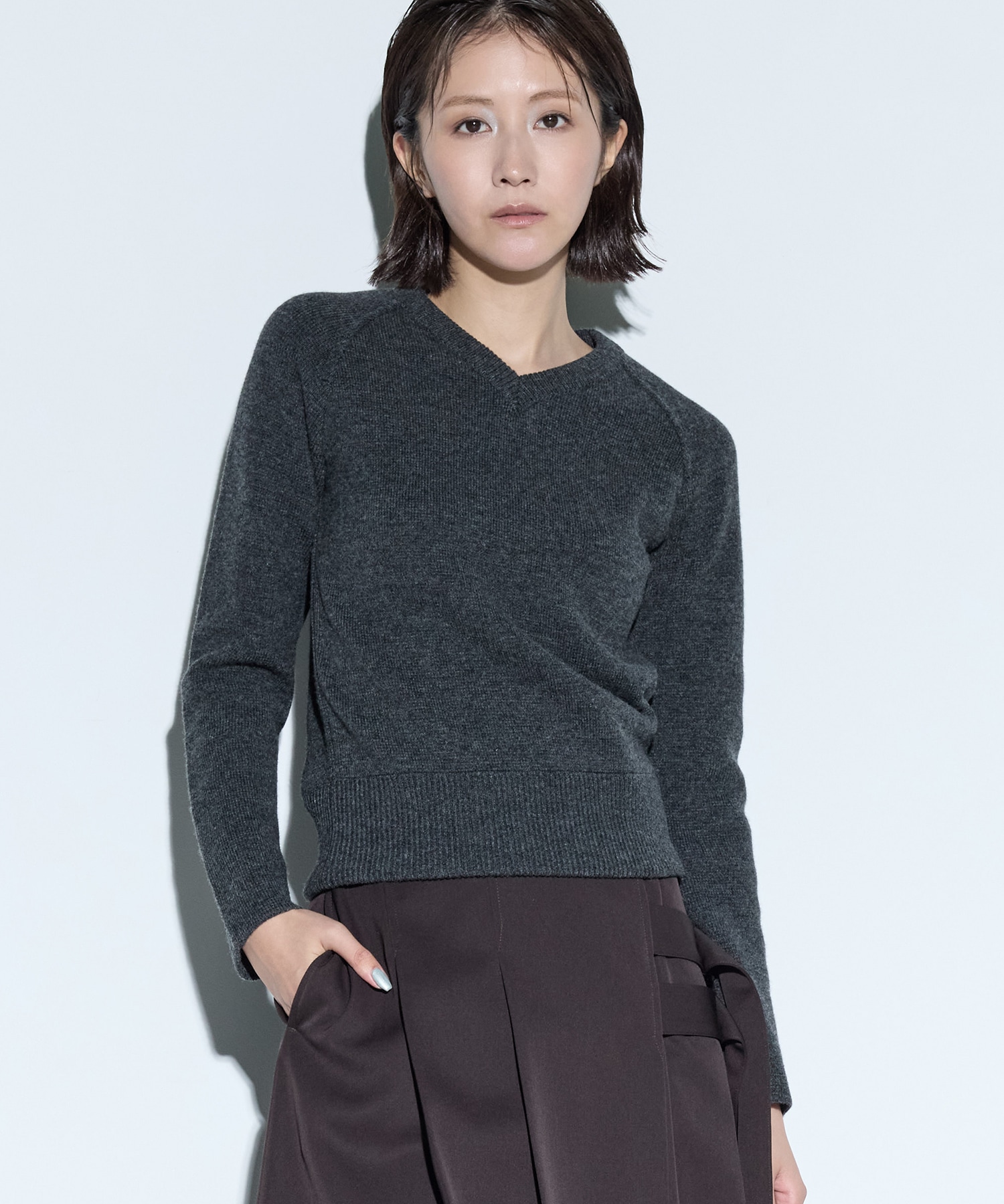 RERACS RAGRAN V NECK PULLOVER KNIT