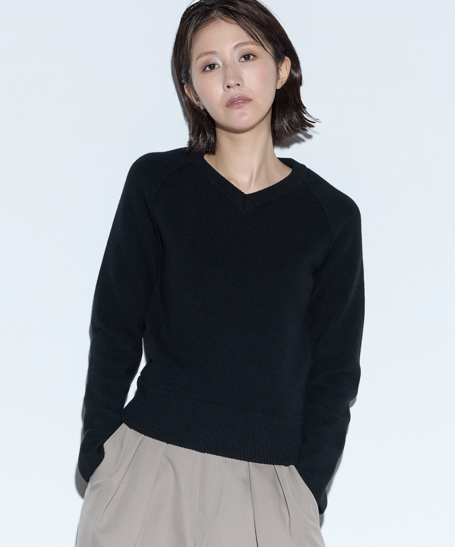 RERACS RAGRAN V NECK PULLOVER KNIT