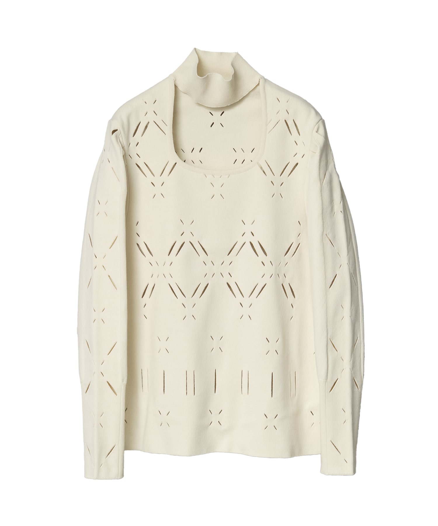 Eyelet High Neck Knitted Top
