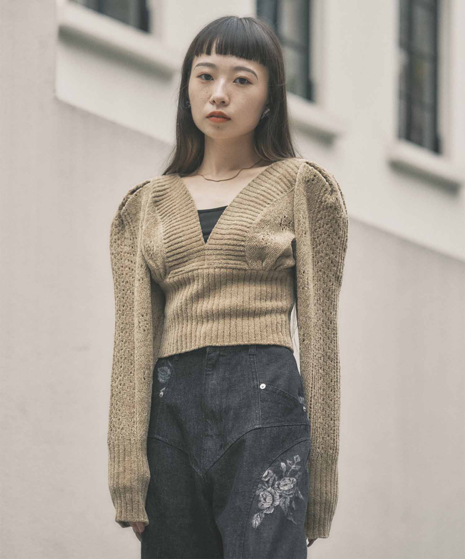 FETICO バンデージニットカーディガン STUDIOUSアイボリー