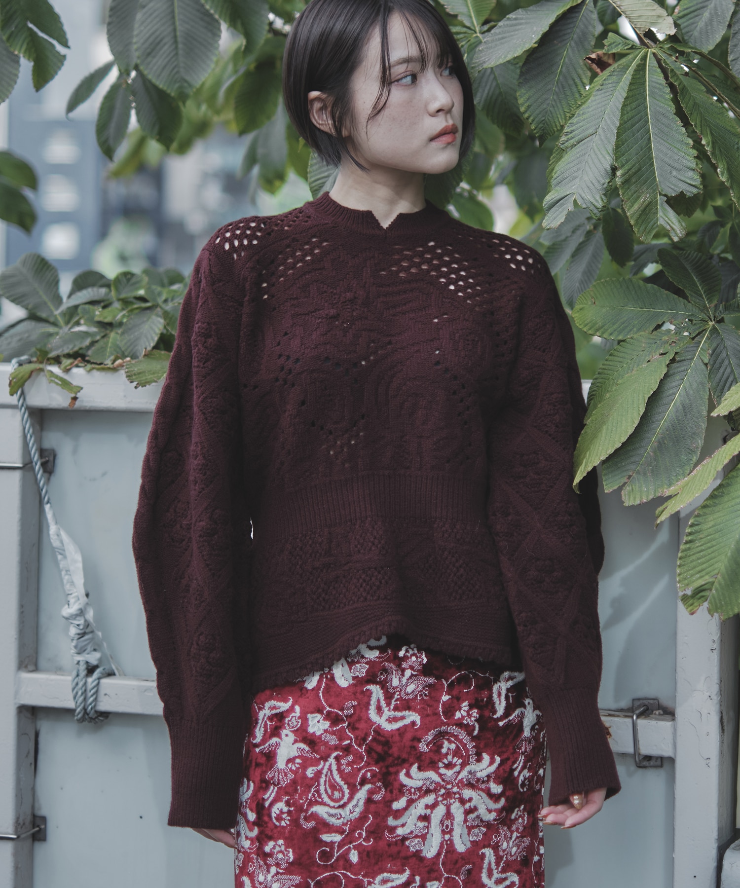 Multi Pattern Low Gauge Knitted Top