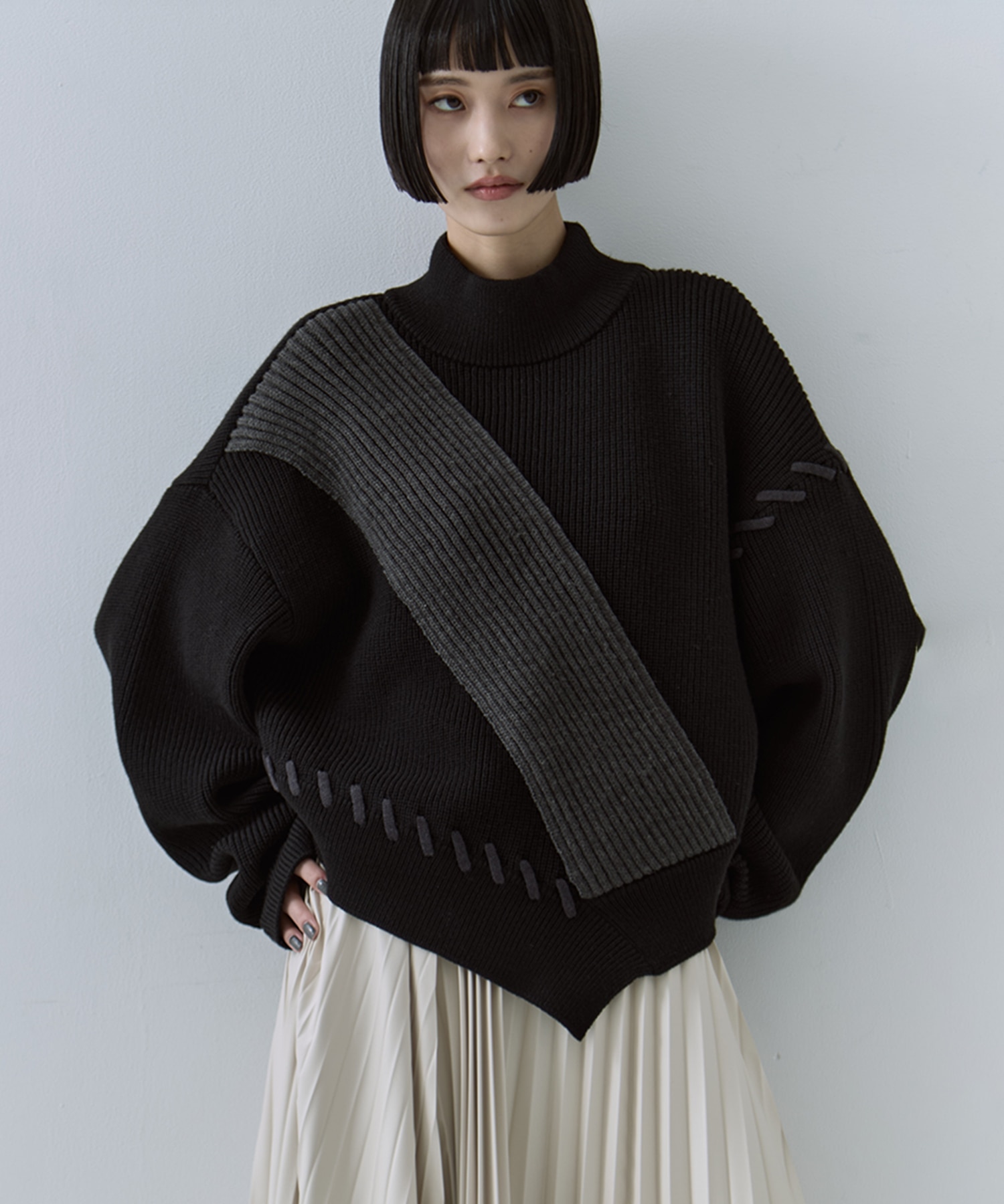 別注Asymmetrical Stitch Rib knit