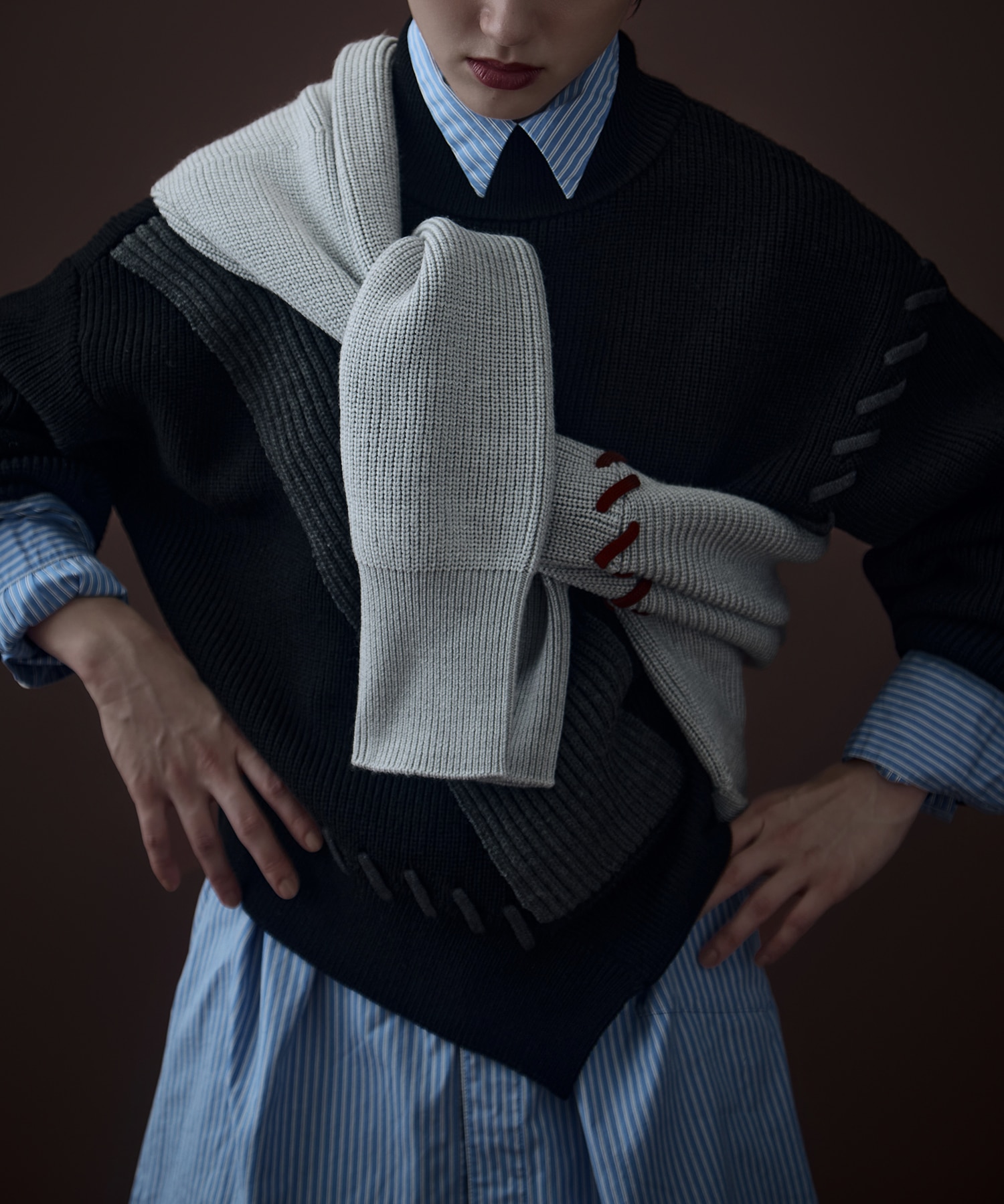 別注Asymmetrical Stitch Rib knit